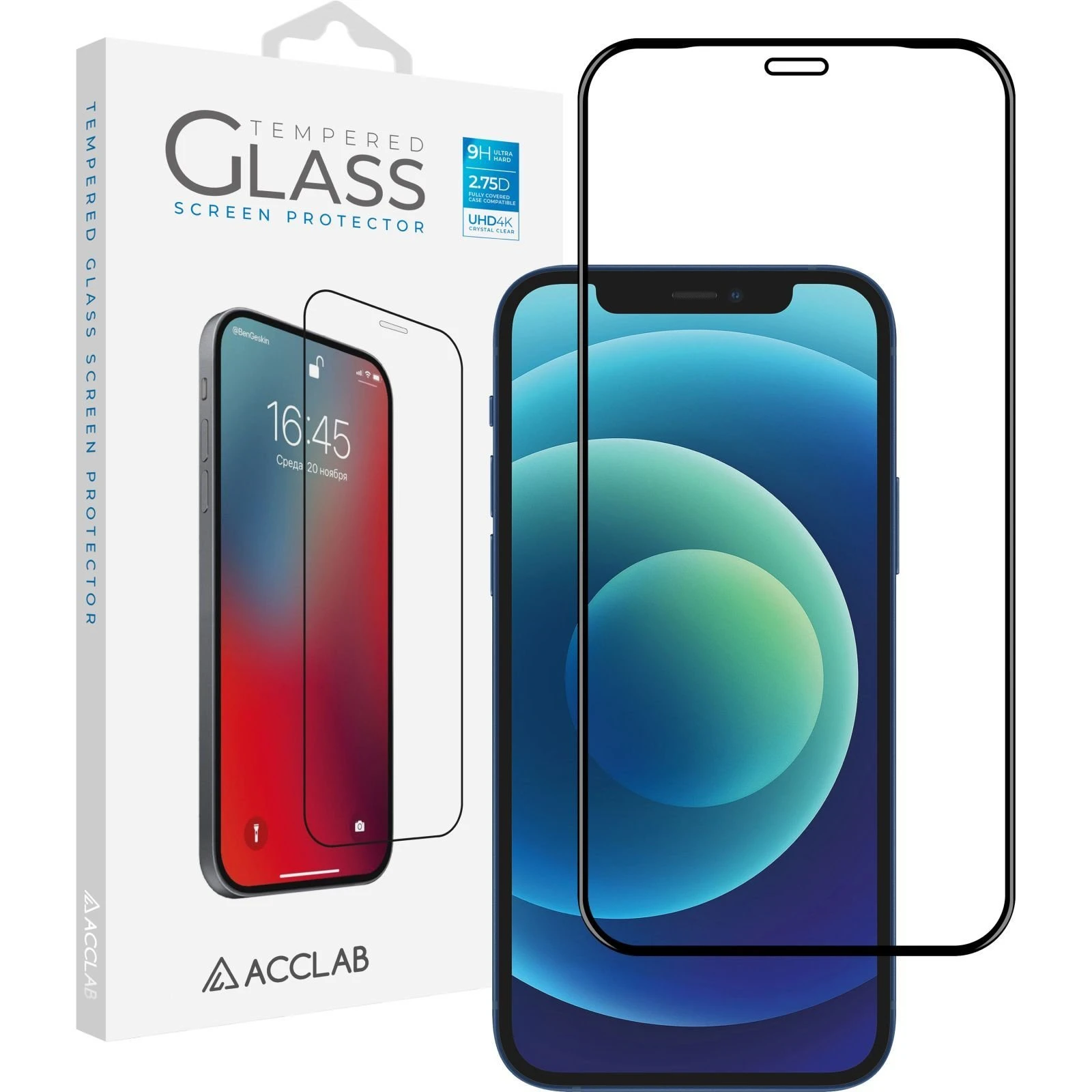 Стекло защитное ACCLAB Full Glue Apple iPhone 12 Pro Max (1283126508233) (UA)
