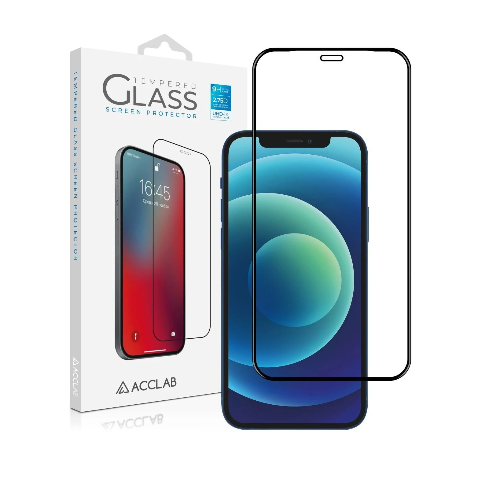 Стекло защитное ACCLAB Full Glue ESD Apple Iphone 12/12 Pro (1283126532153) (UA)
