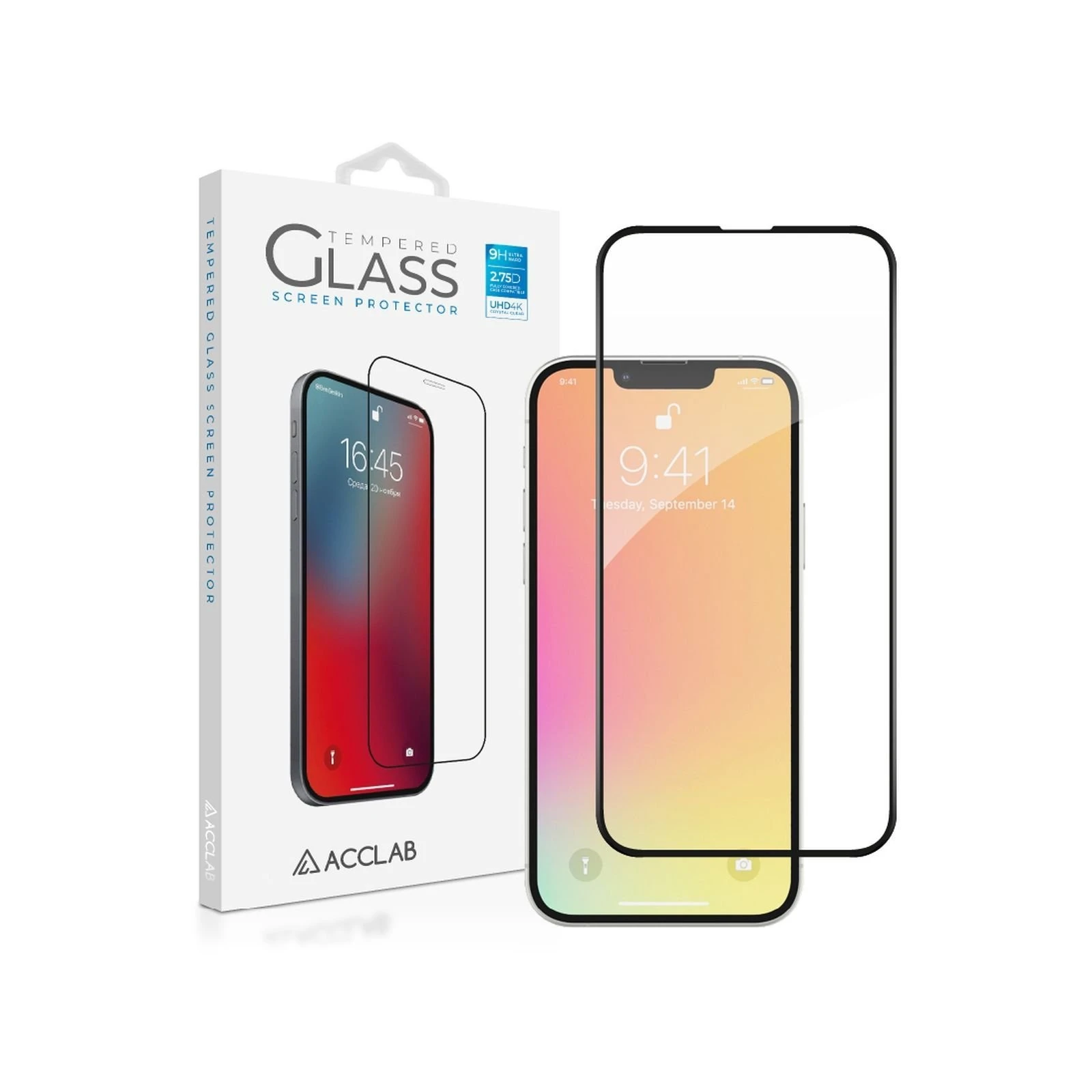 Захисне скло ACCLAB Full Glue ESD Apple Iphone 13/13 Pro Black (1283126542527) (UA)
