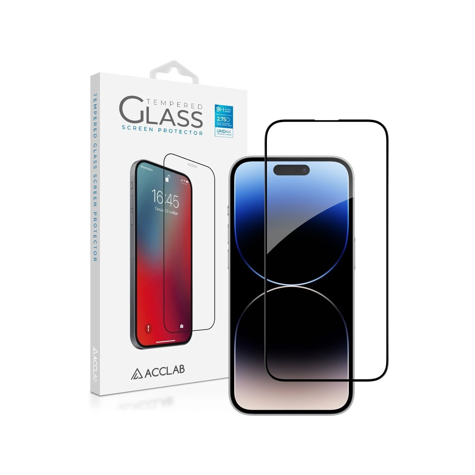 Захисне скло ACCLAB Full Glue ESD Apple iPhone 14 Pro Black (1283126542046) (UA)