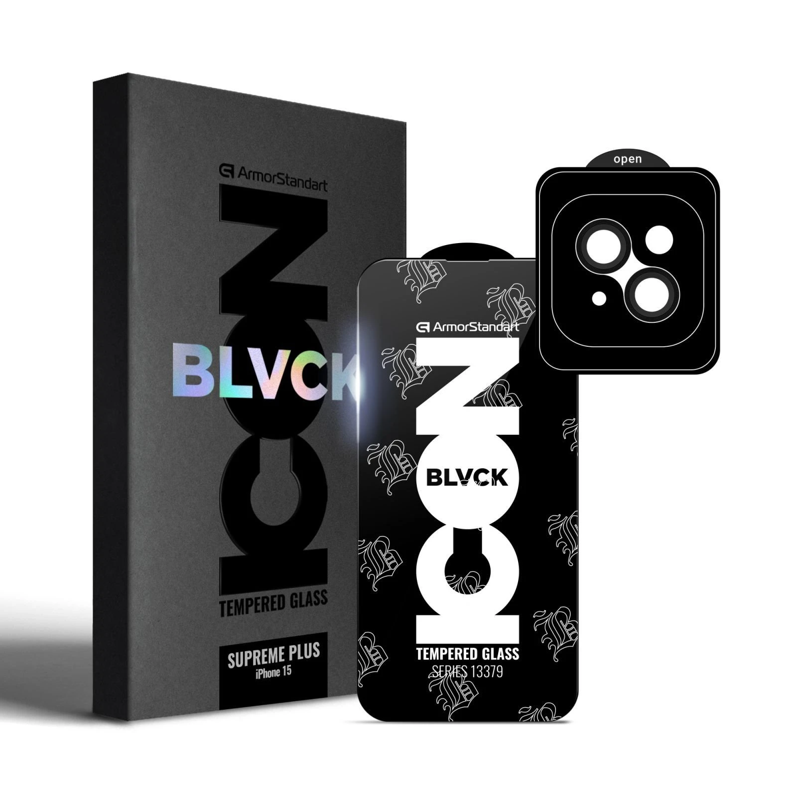 Стекло защитное Armorstandart Supreme Plus Black Icon Apple iPhone 15 (ARM71137) (UA)