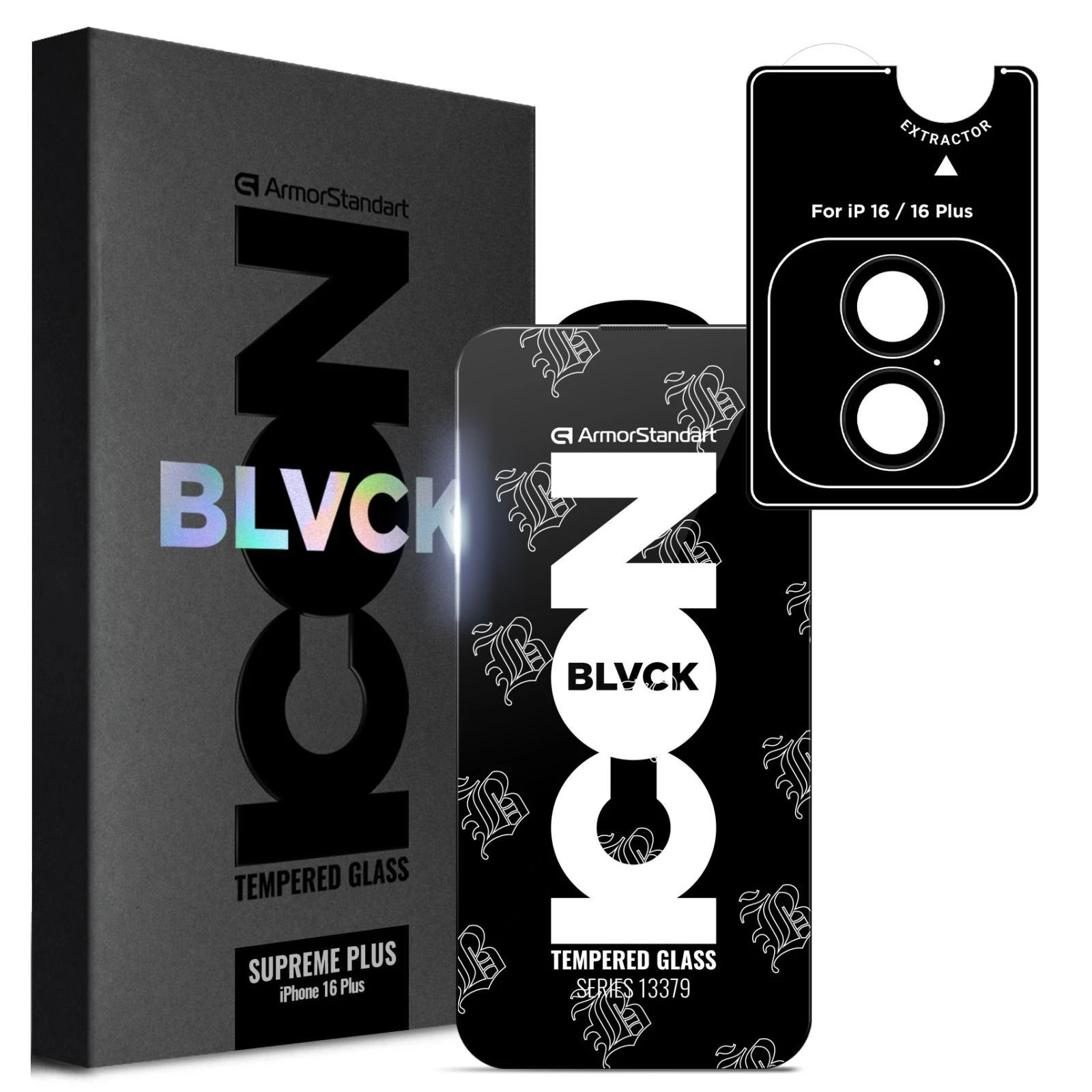 Стекло защитное Armorstandart Supreme Plus Black Icon Apple iPhone 16 (ARM81395) (UA)