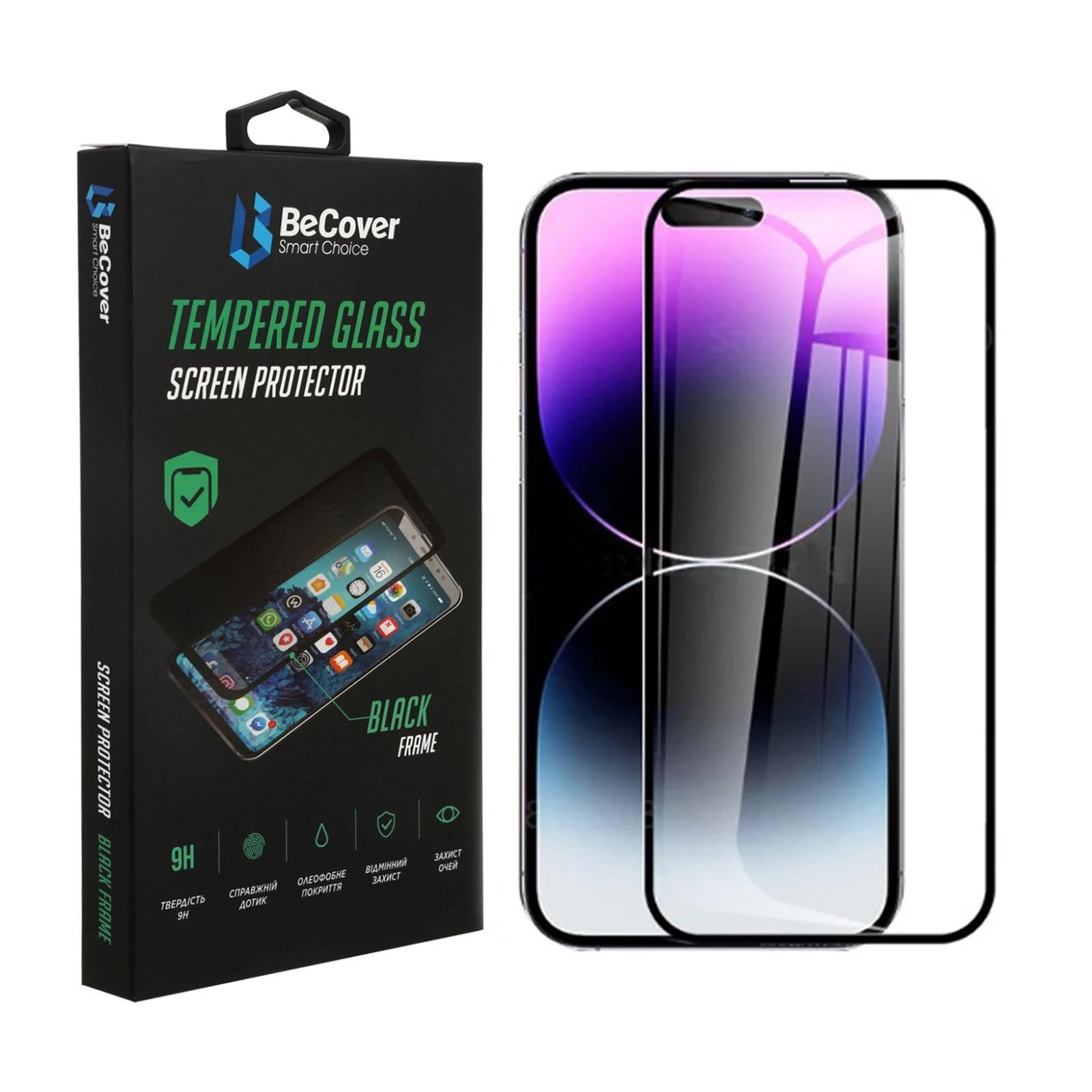 Стекло защитное BeCover Apple iPhone 14 Pro Max Black (707969) (UA)