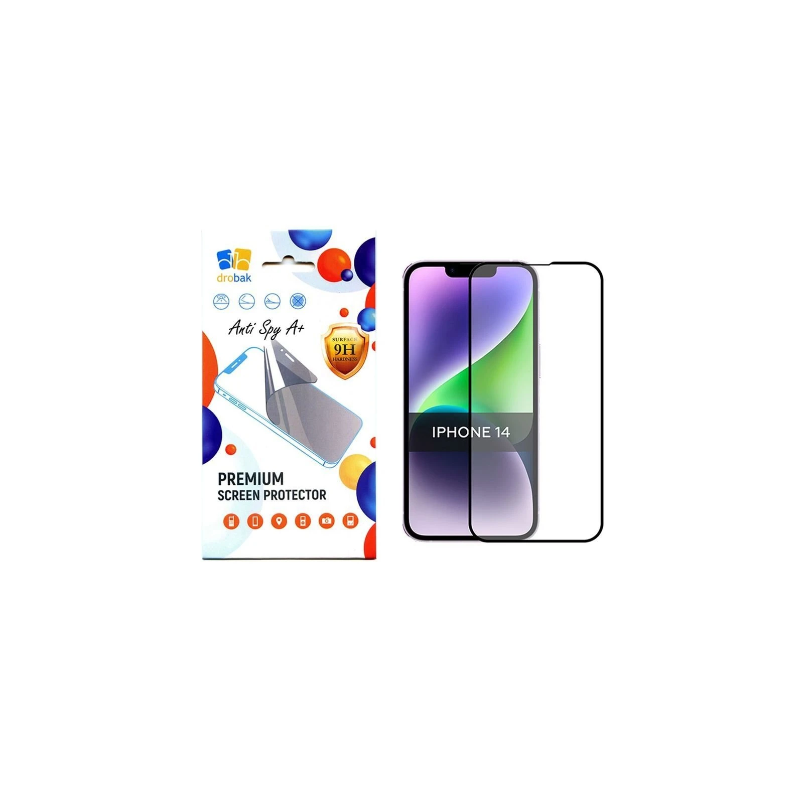 Захисне скло Drobak Anty Spy Apple iPhone 14 Pro (Black) (535334) (UA)