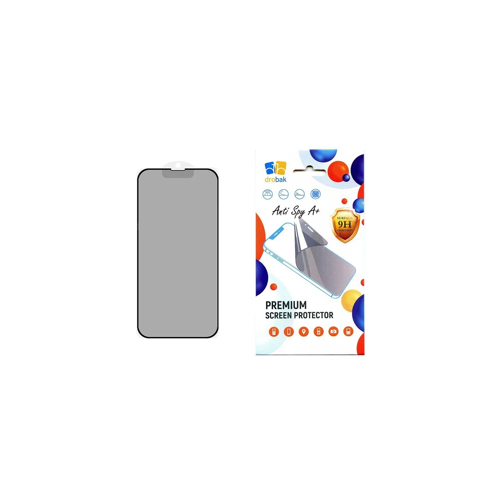 Стекло защитное Drobak Anty Spy Apple iPhone 15 (Black) (292933) (UA)