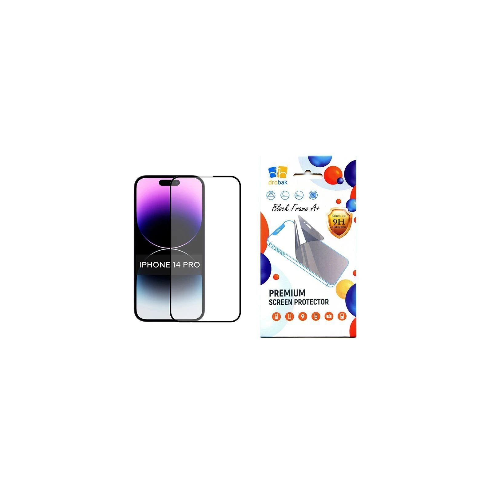 Захисне скло Drobak Apple iPhone 14 Pro Black Frame A+ (505056) (UA)