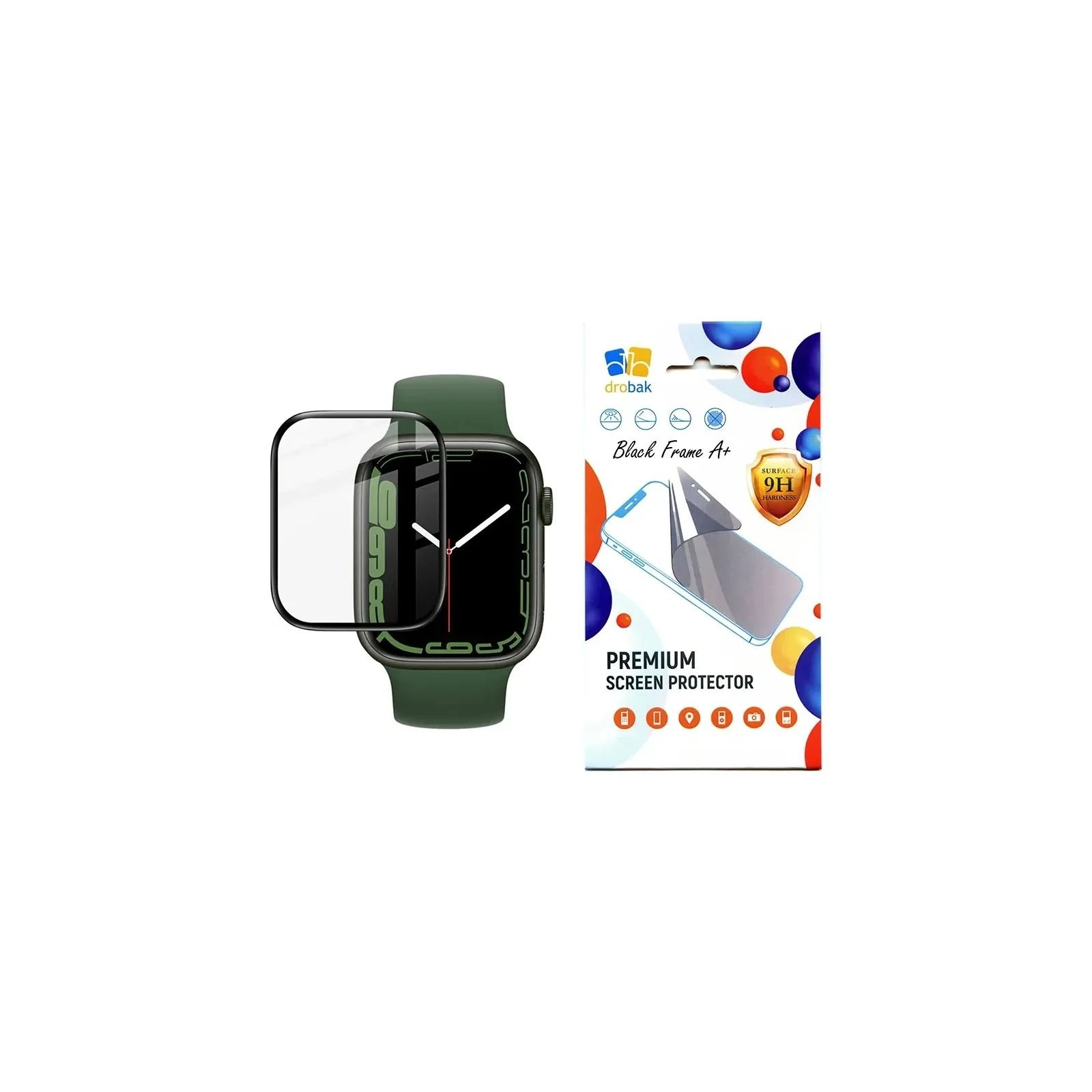 Стекло защитное Drobak Apple Watch Series 10 42mm Black Frame A+ (323233) (UA)