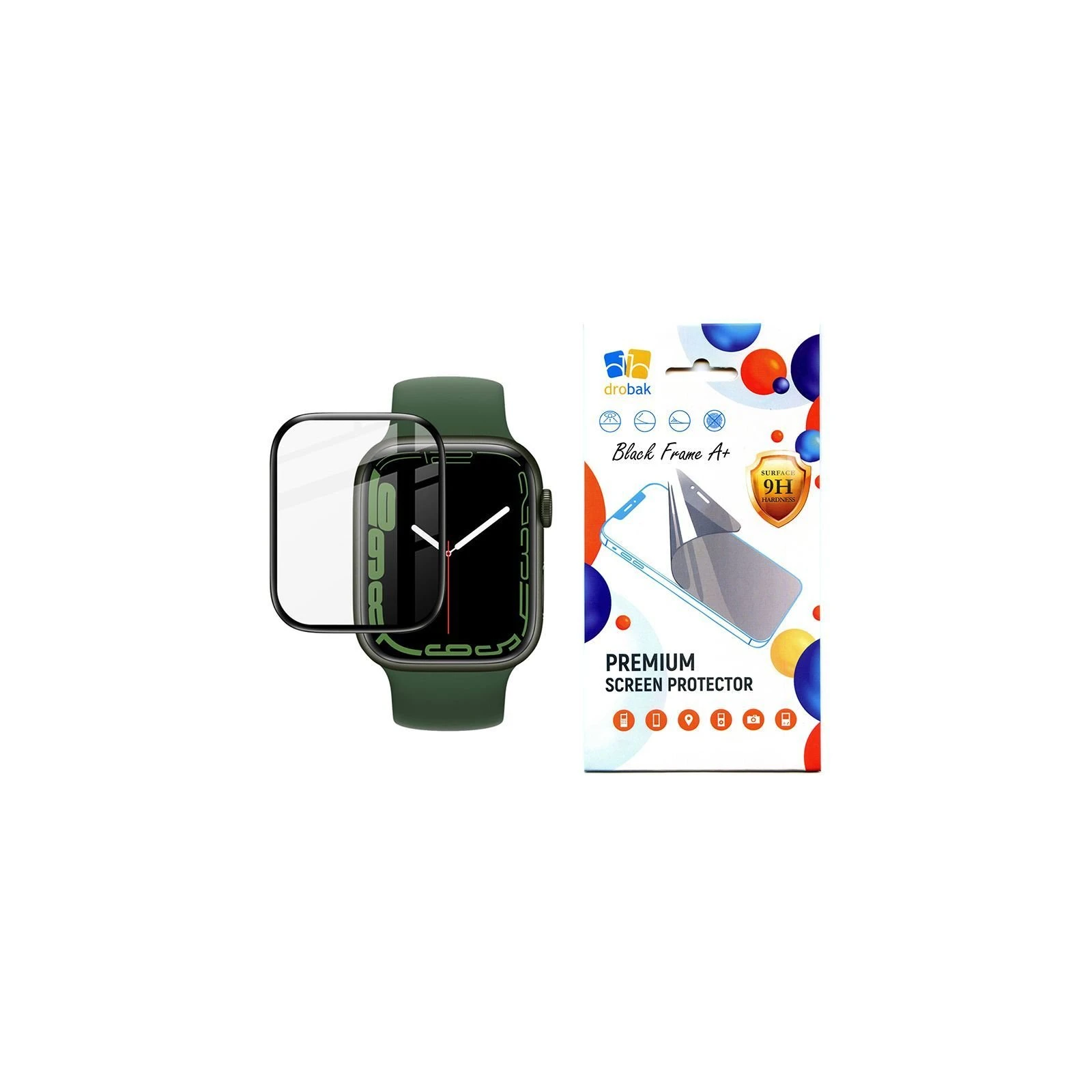 Захисне скло Drobak Apple Watch Series 9 45mm Black Frame A+ (323211) (UA)