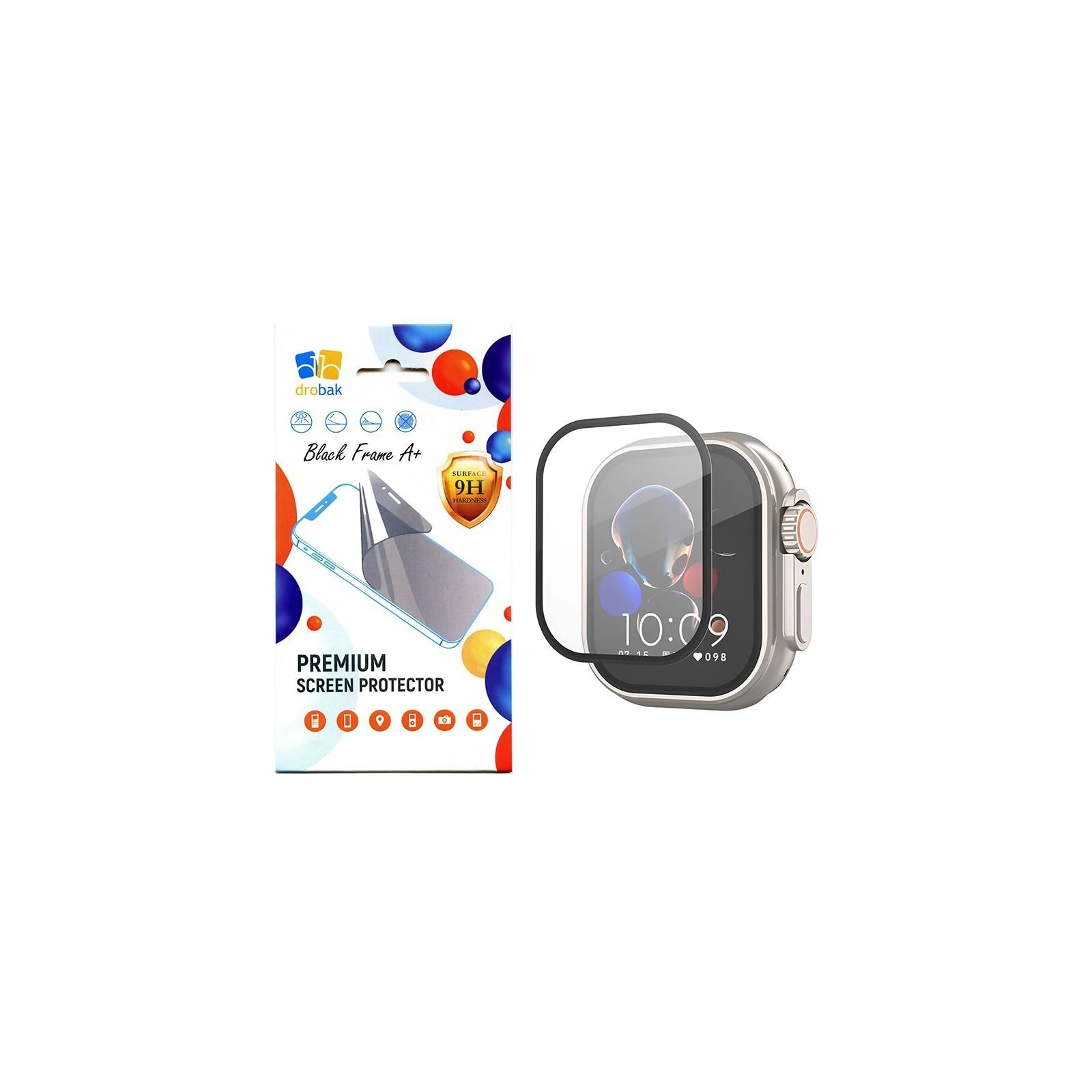 Захисне скло Drobak Apple Watch Ultra 2 49mm Black Frame A+ (323209) (UA)
