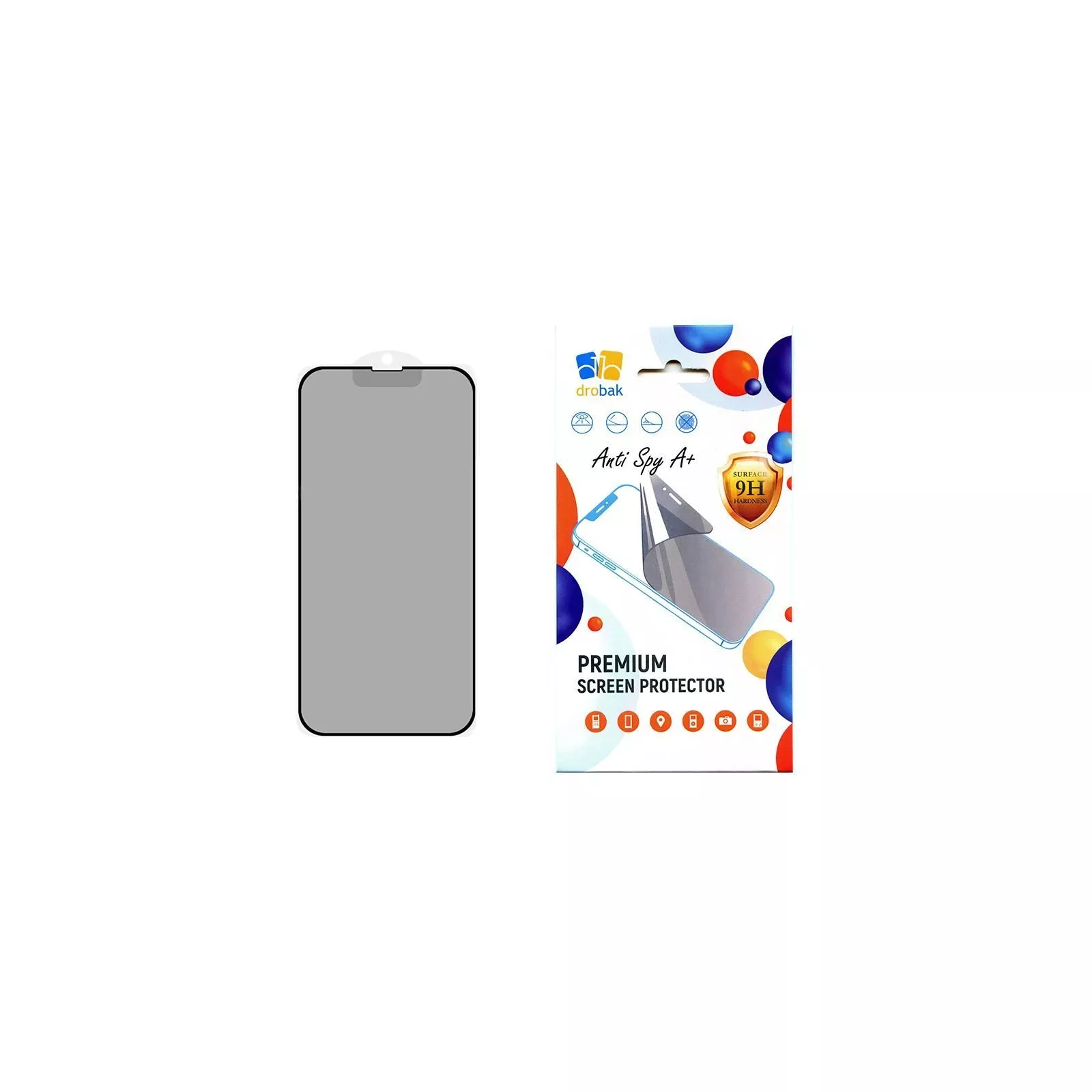 Стекло защитное Drobak Anty Spy Apple iPhone 15 (Black) (292933) (UA)