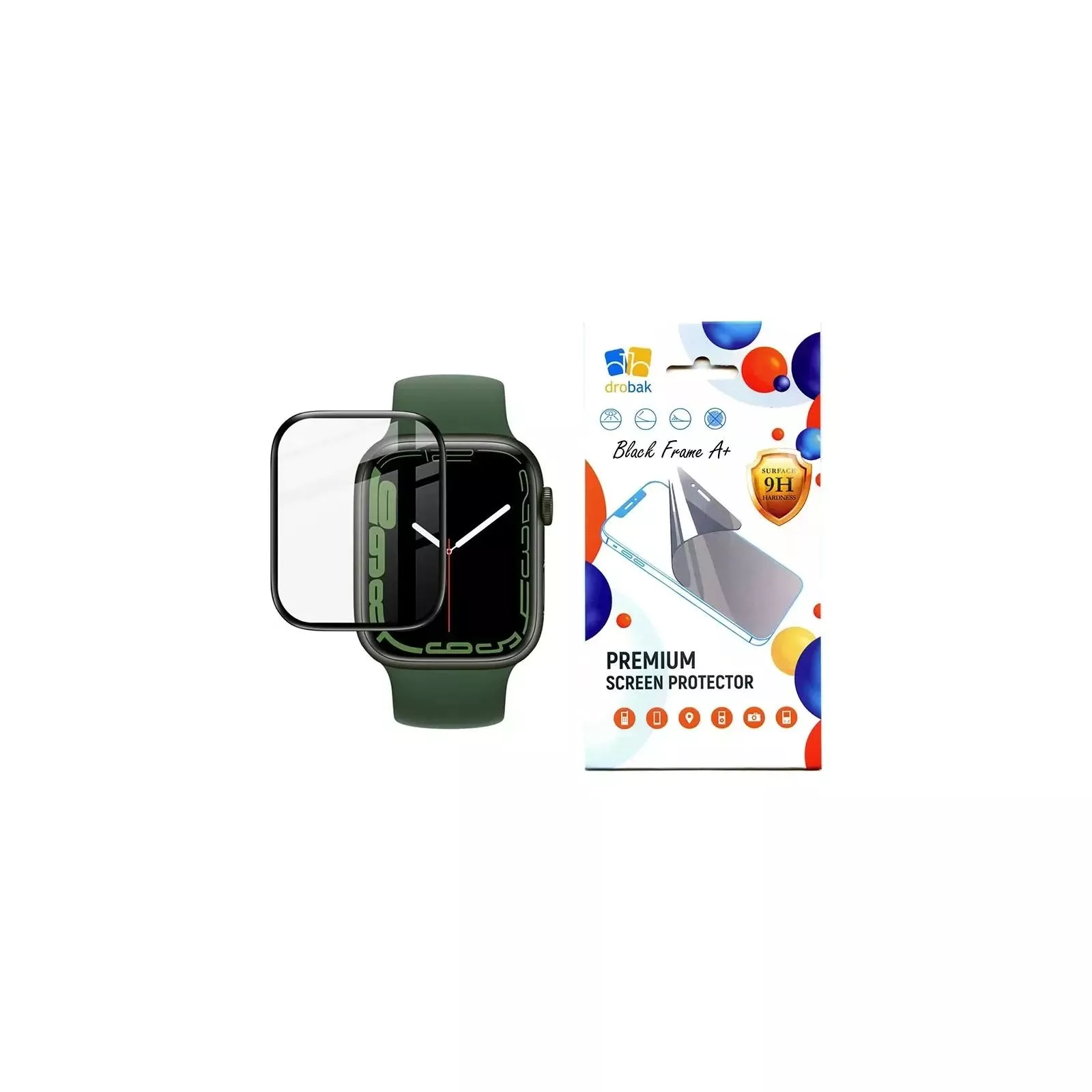 Захисне скло Drobak Apple Watch Series 10 42mm Black Frame A+ (323233) (UA)