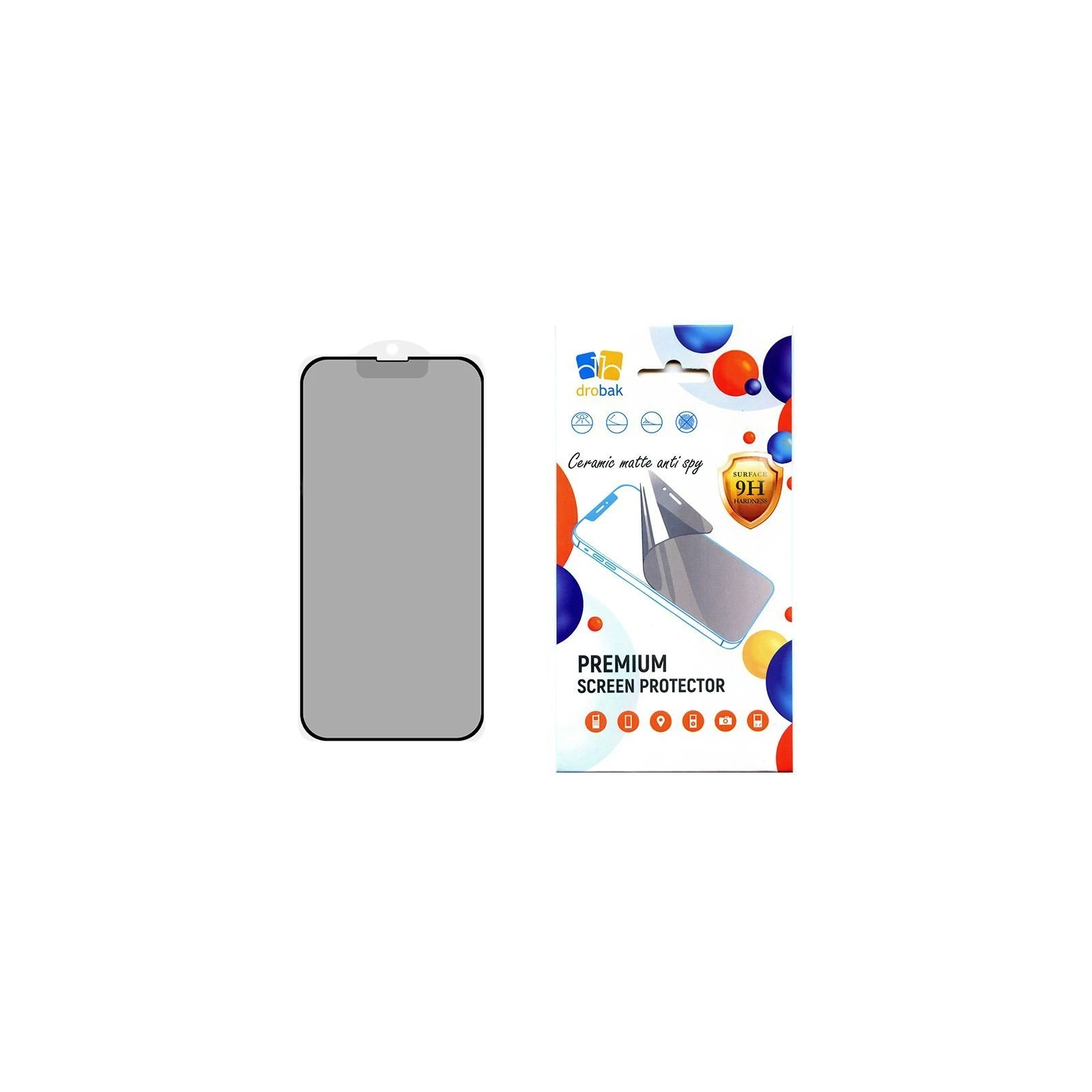 Захисне скло Drobak Matte Ceramics Anty Spy Apple iPhone 15 Pro (292926) (UA)