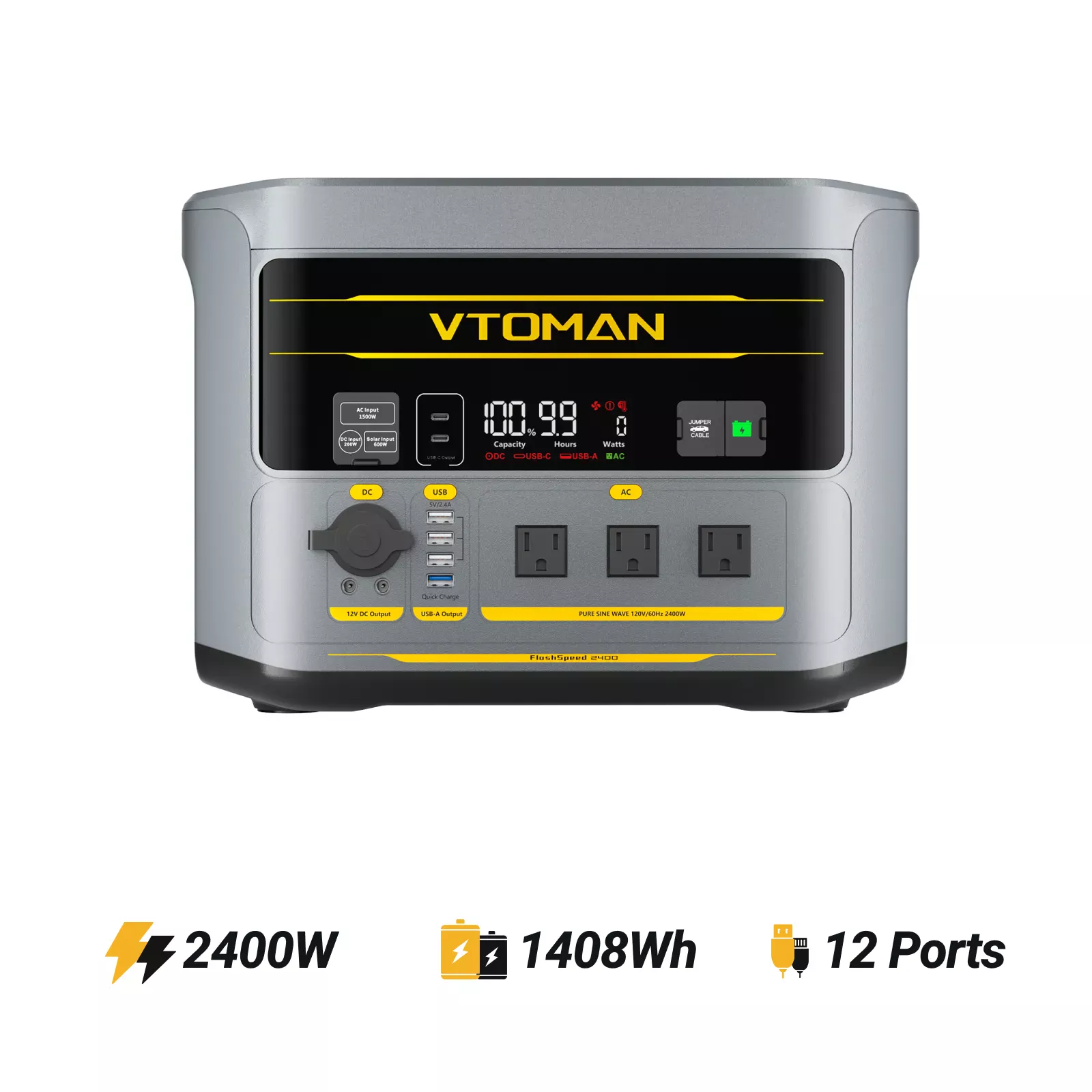 Зарядна станція Vtoman FlashSpeed 2400 2400W 1408Wh LiFePO4 (FlashSpeed 2400) (UA)