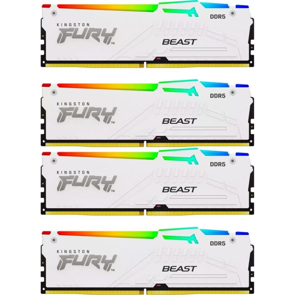 Оперативная память Kingston FURY 128 GB (4x32GB) DDR5 5600 MHz Beast White RGB (KF556C40BWAK4-128)