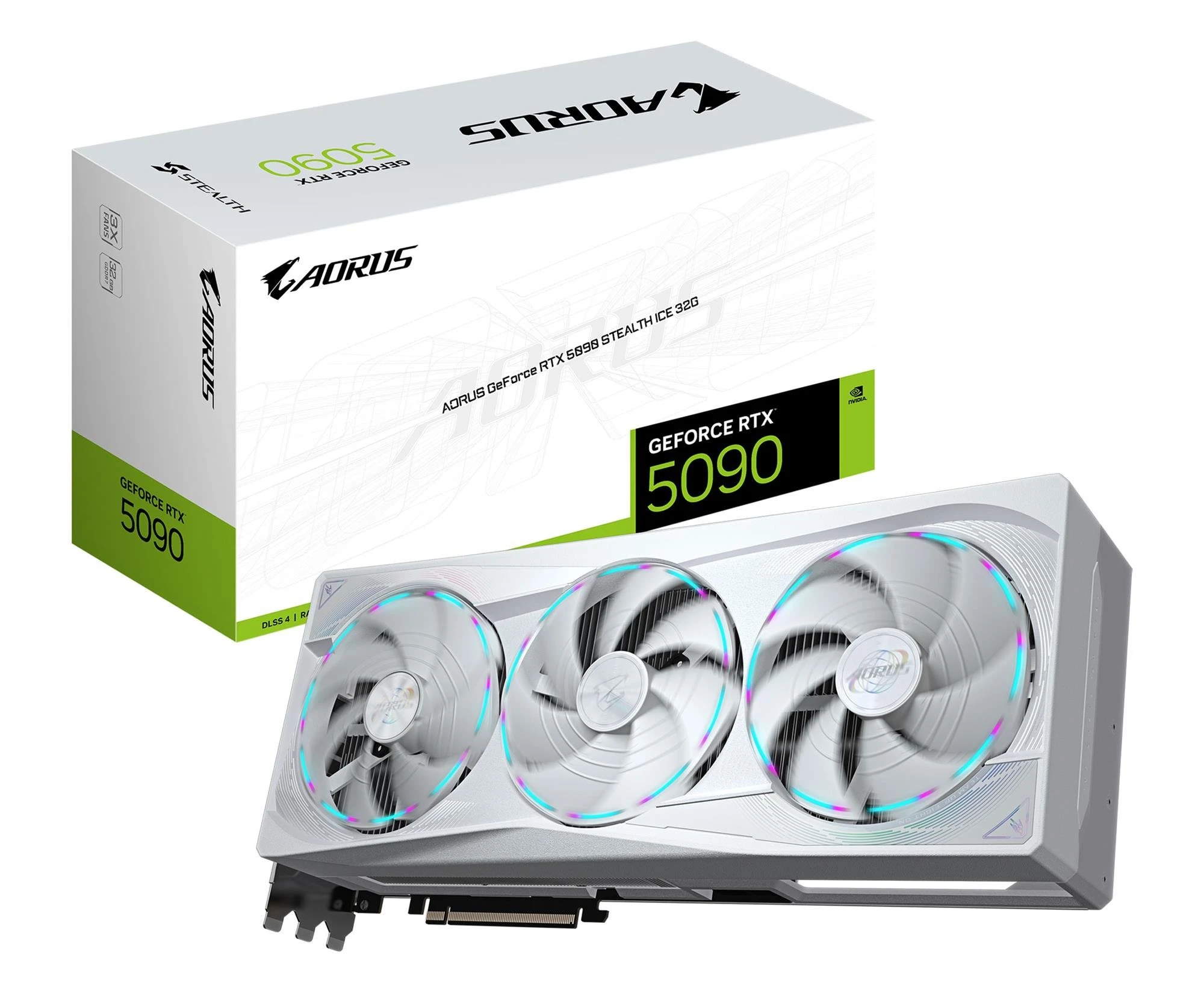 Видеокарта Gigabyte GeForce RTX 5090 Aorus Stealth Ice 32GB GDDR7 DLSS4 (GV-N5090AORUSST ICE-32GD) EU