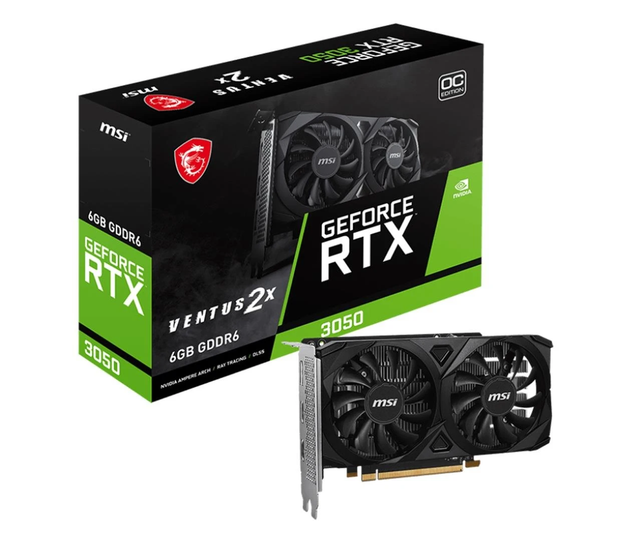 Відеокарта MSI GeForce RTX 3050 VENTUS 2X E OC 6GB GDDR6 (RTX 3050 VENTUS 2X E 6G OC) EU