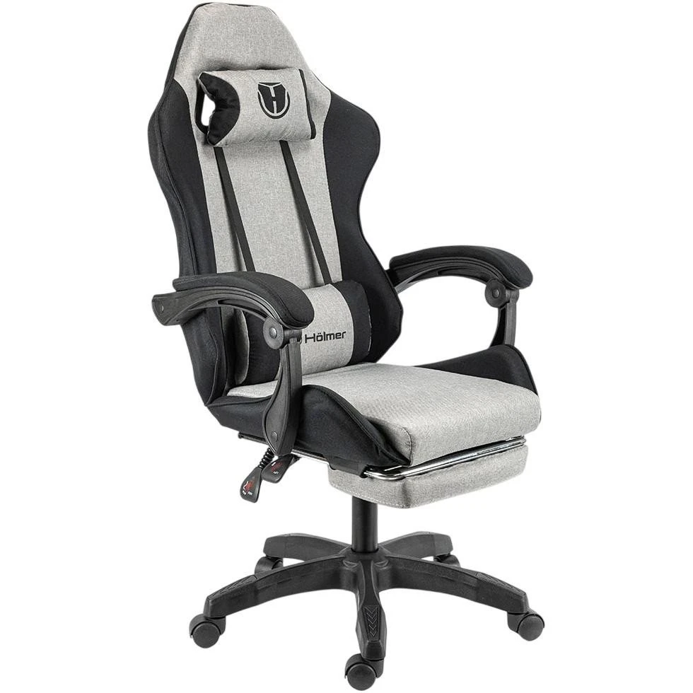 Игровое кресло Holmer GCH-03 Size L Fabric Gray/Black Nylon+Footrest (UA)