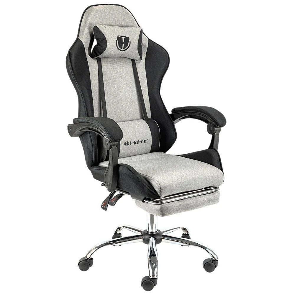 Игровое кресло Holmer GCH-05 Size L Fabric Gray/Black Metall+Footrest (UA)