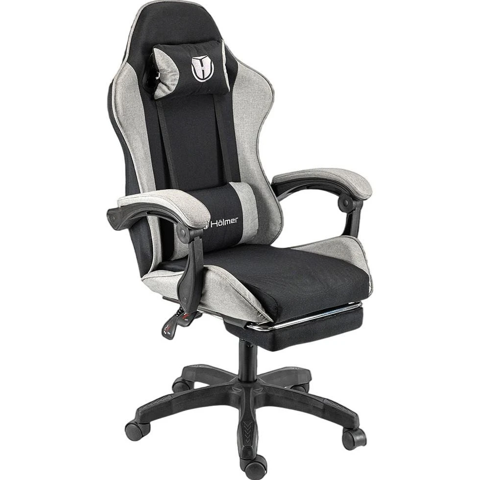 Ігрове крісло Holmer GCH-04 Fabric Size L Black/Grey Nylon+Footrest (UA)