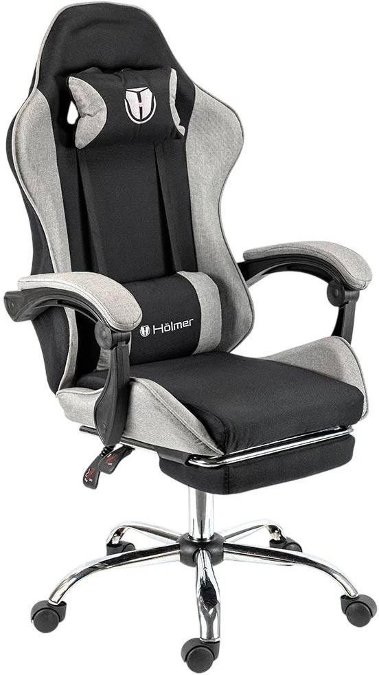 Ігрове крісло Holmer GCH-06 Size L Fabric Black/Grey Metall+Footrest (UA)