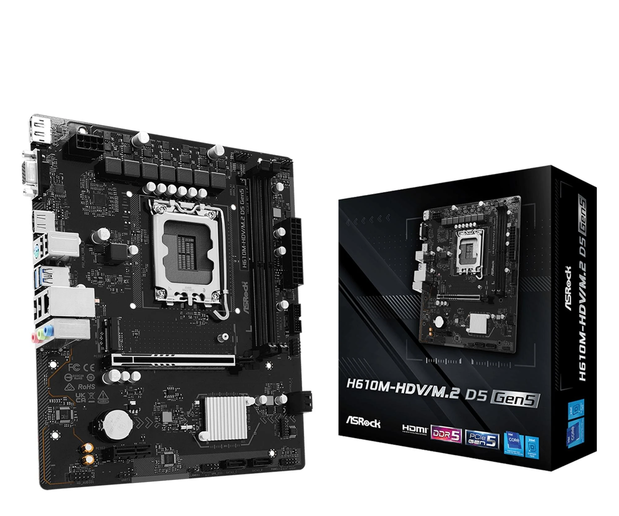 Материнская плата ASRock H610M-HDV/M.2 D5 GEN5 (90-MXBTU0-A0UAYZ) EU