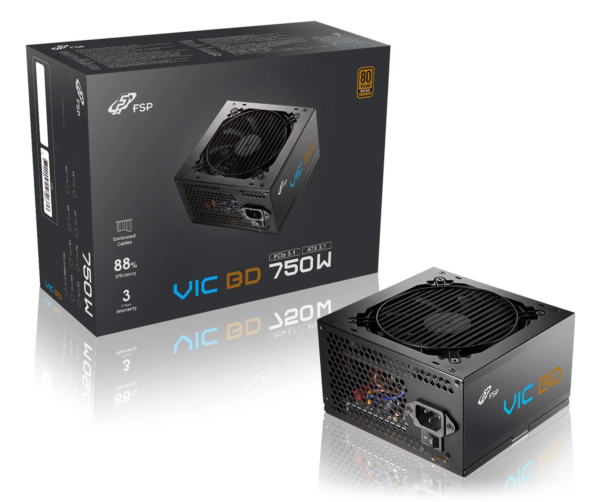 Блок питания FSP/Fortron VIC 750W 80 Plus Bronze ATX 3.1 PCIe Gen 5.1 (POA7500202) EU