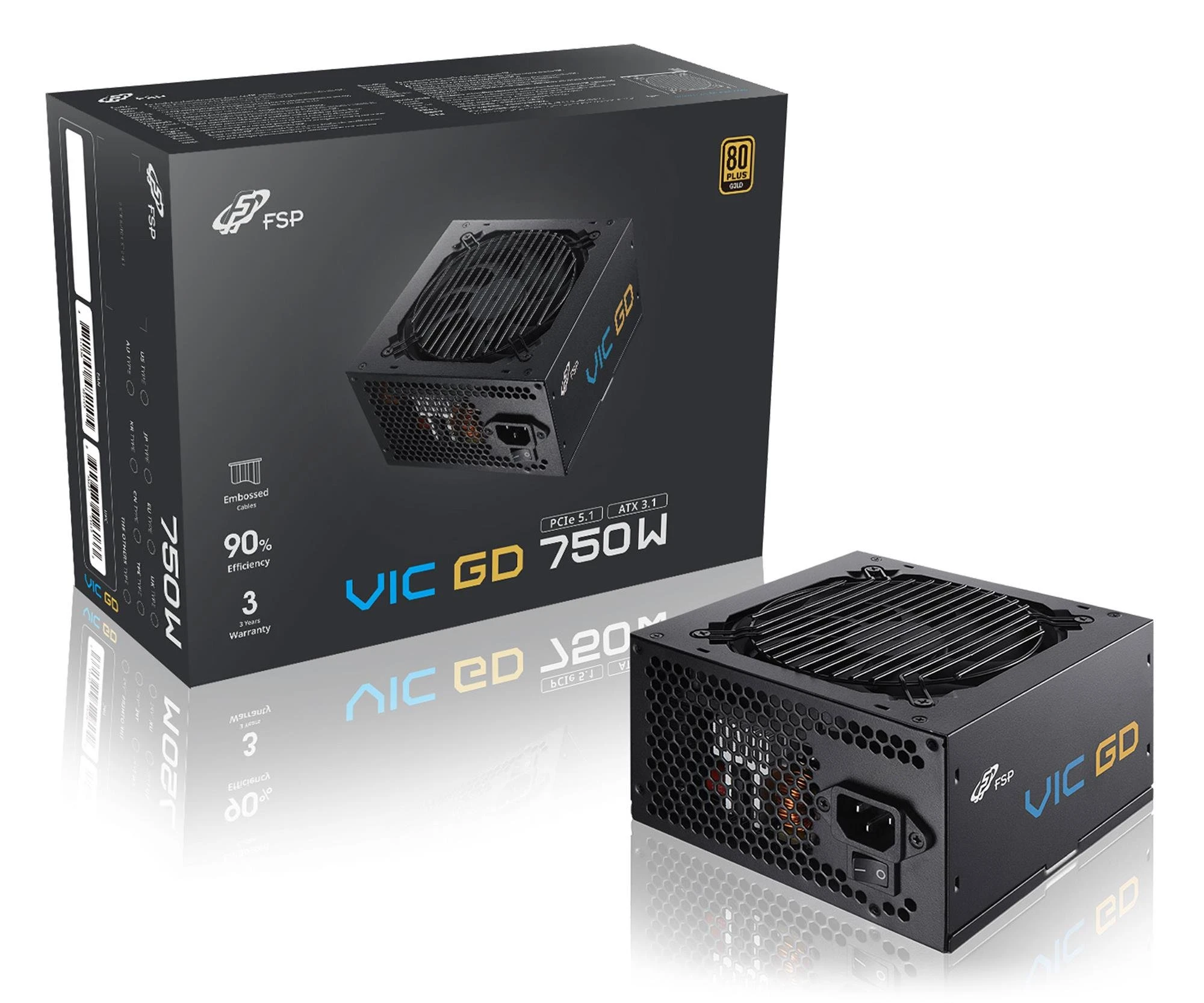 Блок питания FSP/Fortron VIC 750W 80 Plus Gold ATX 3.1 PCIe Gen 5.1 (POA7500101) EU