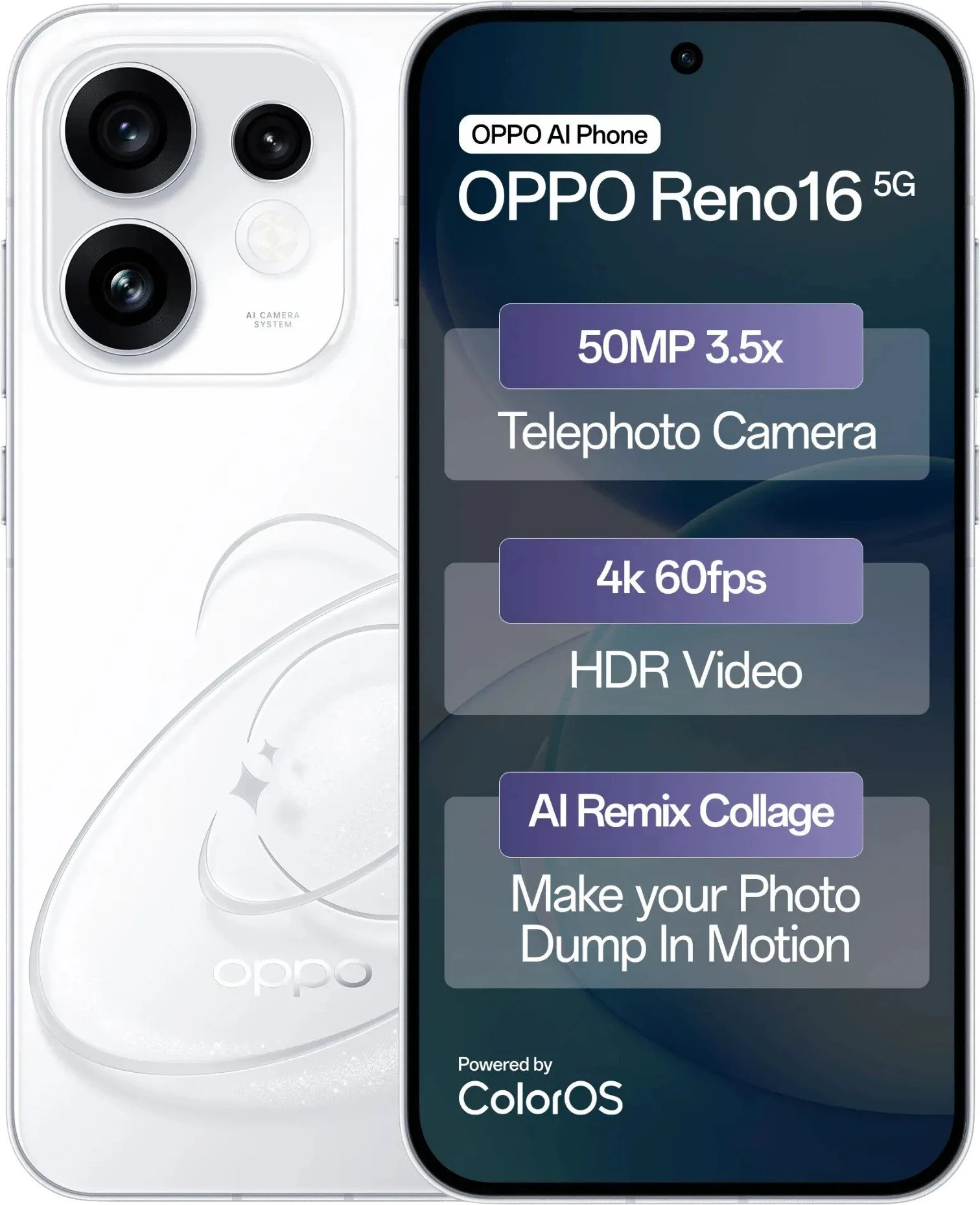 Телефон Oppo Reno16 5G 12/256GB Pop White (OFCPH2865_WHITE) (UA)