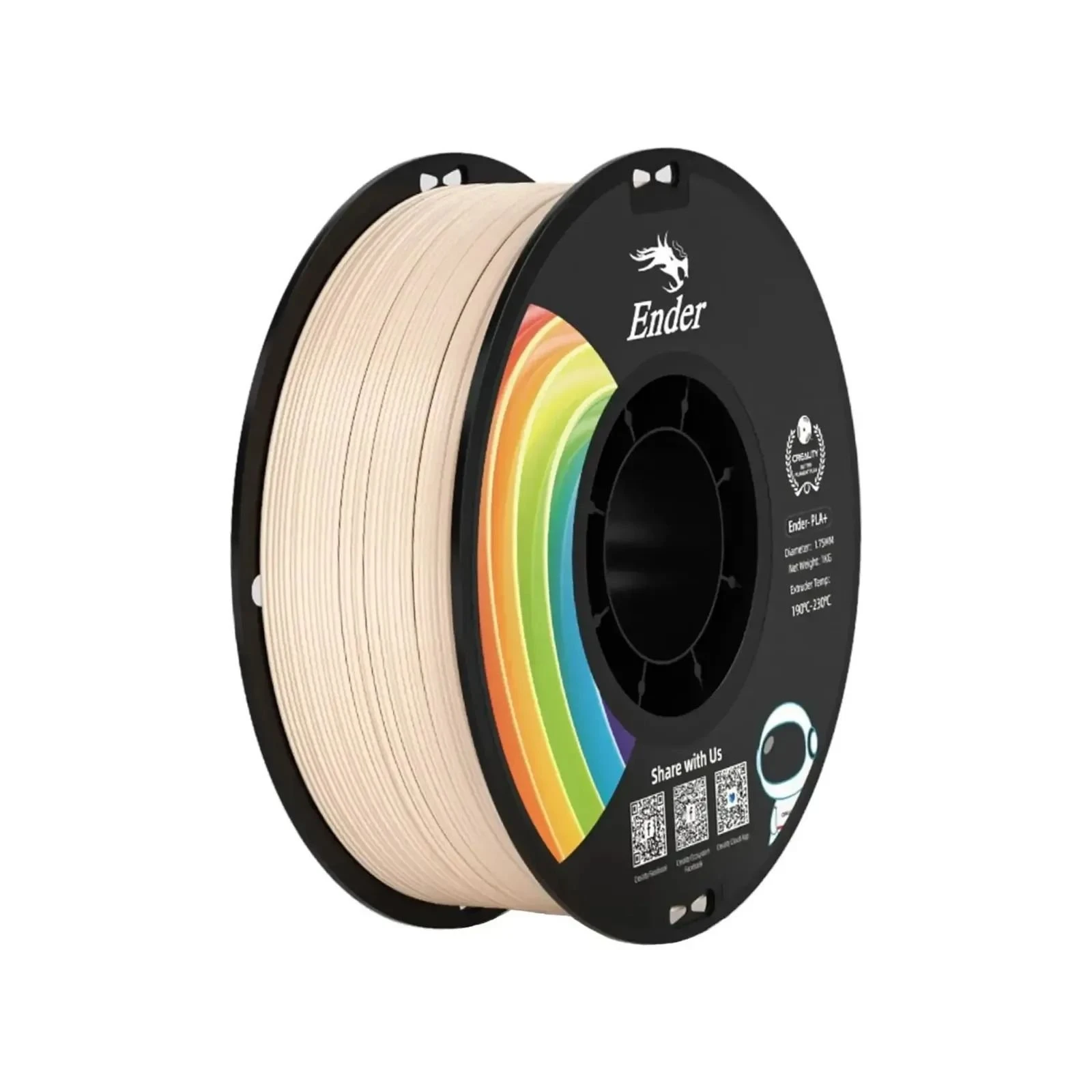 Пластик для 3D-принтера Creality PLA+ 1кг, 1.75мм, бежевий (3301010312) (UA)