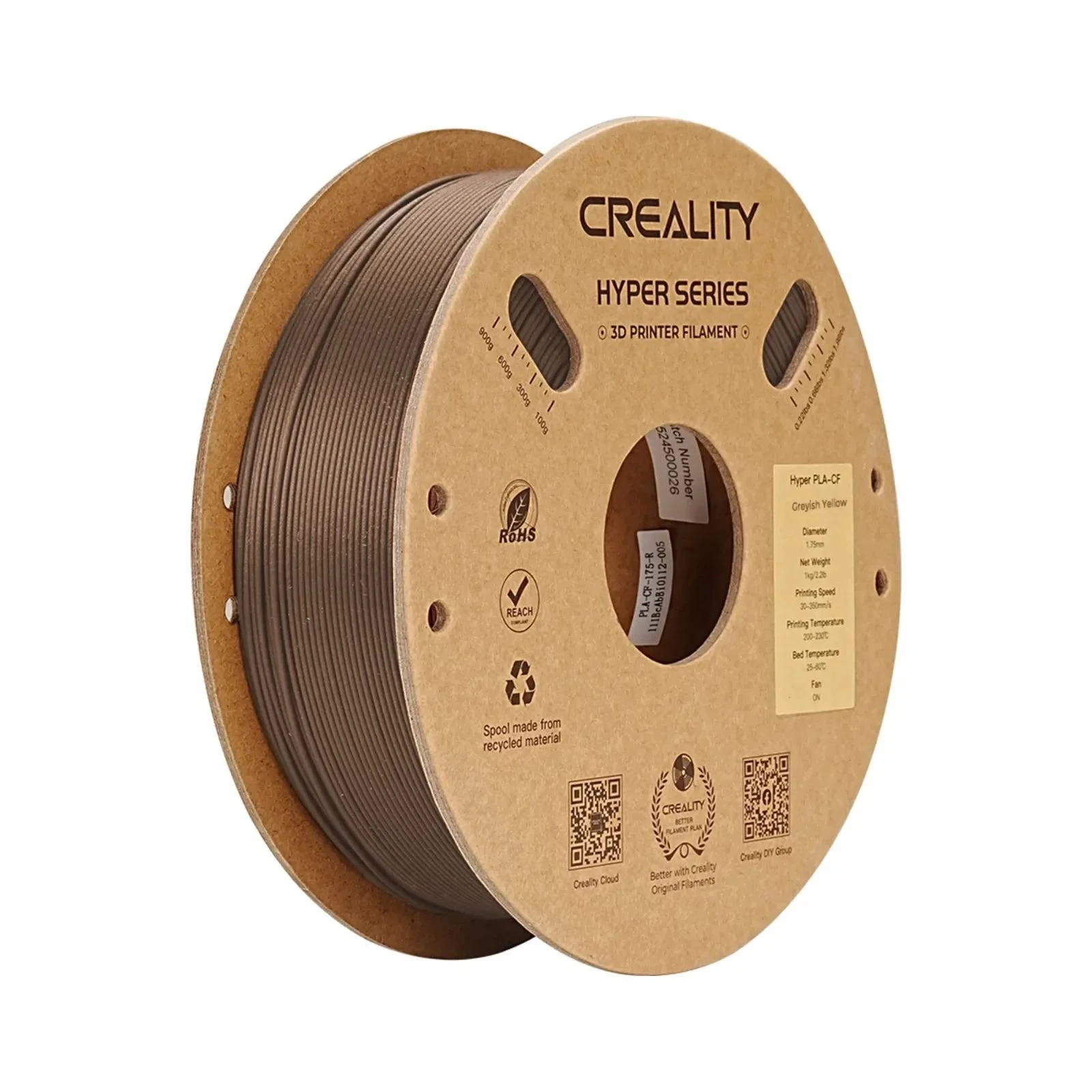 Пластик для 3D-принтера Creality PLA-CF 1кг, 1.75мм, grayish yellow (3301060017) (UA)