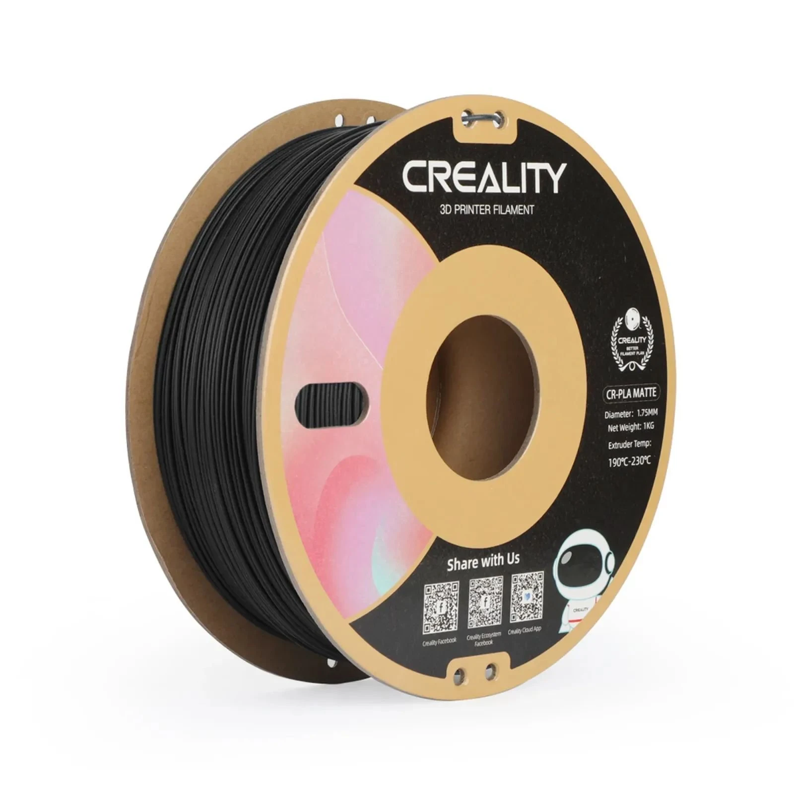 Пластик для 3D-принтера Creality PLA matte 1кг, 1.75мм, чорний (3301010297) (UA)