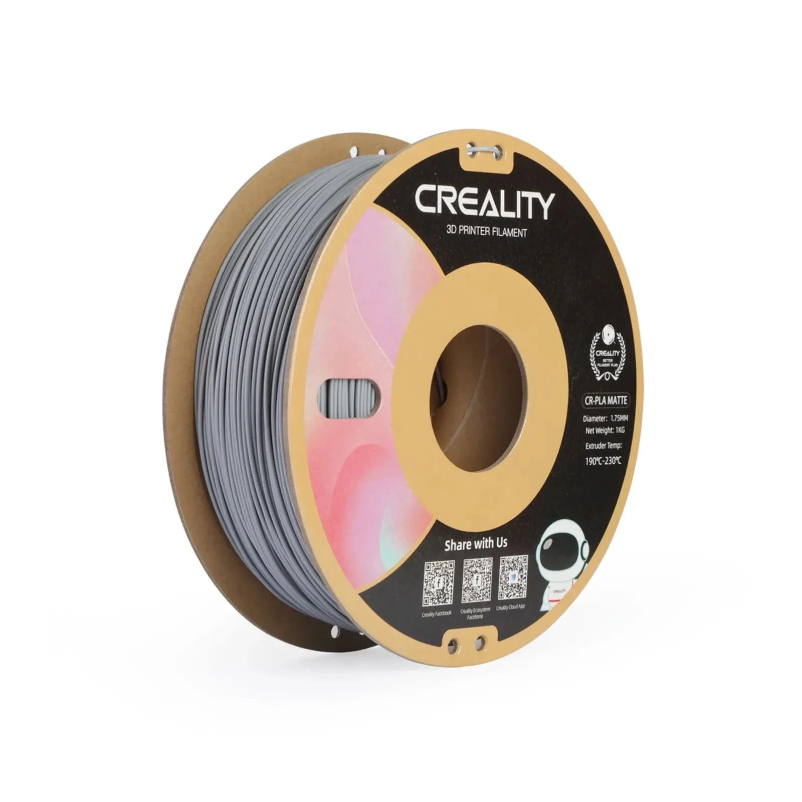 Пластик для 3D-принтера Creality PLA matte 1кг, 1.75мм, сірий (3301010299) (UA)