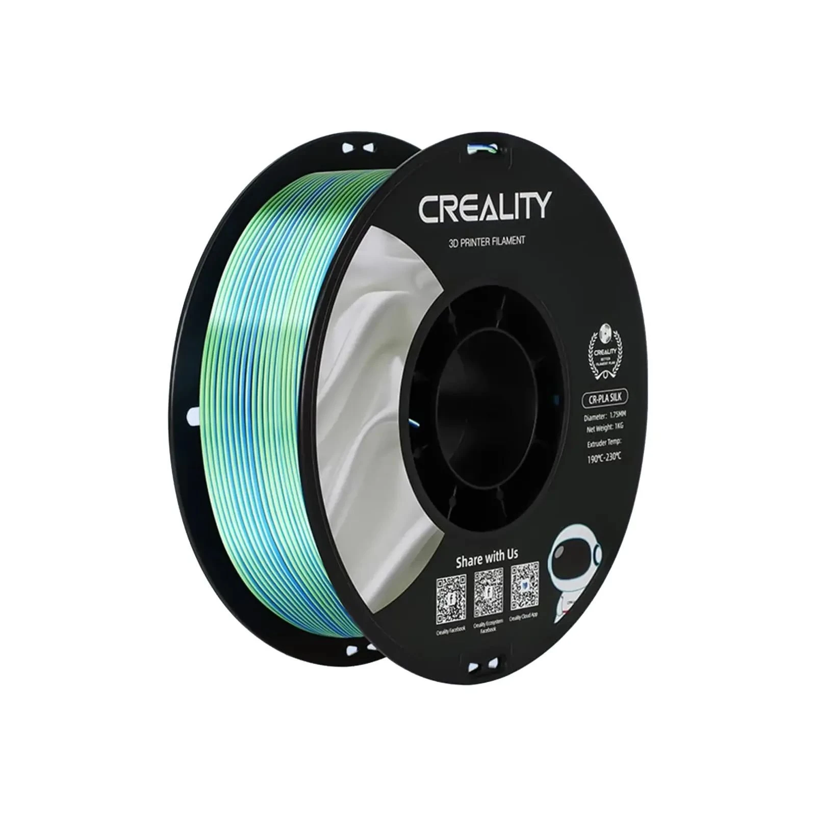 Пластик для 3D-принтера Creality PLA silky shine 1кг, 1.75мм, blue-green (3301120011) (UA)