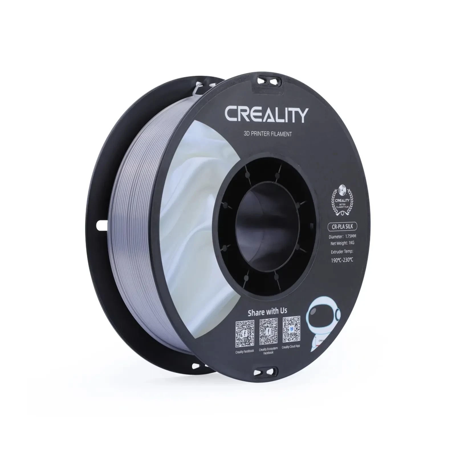 Пластик для 3D-принтера Creality PLA silky shine 1кг, 1.75мм, silver (3301120007) (UA)