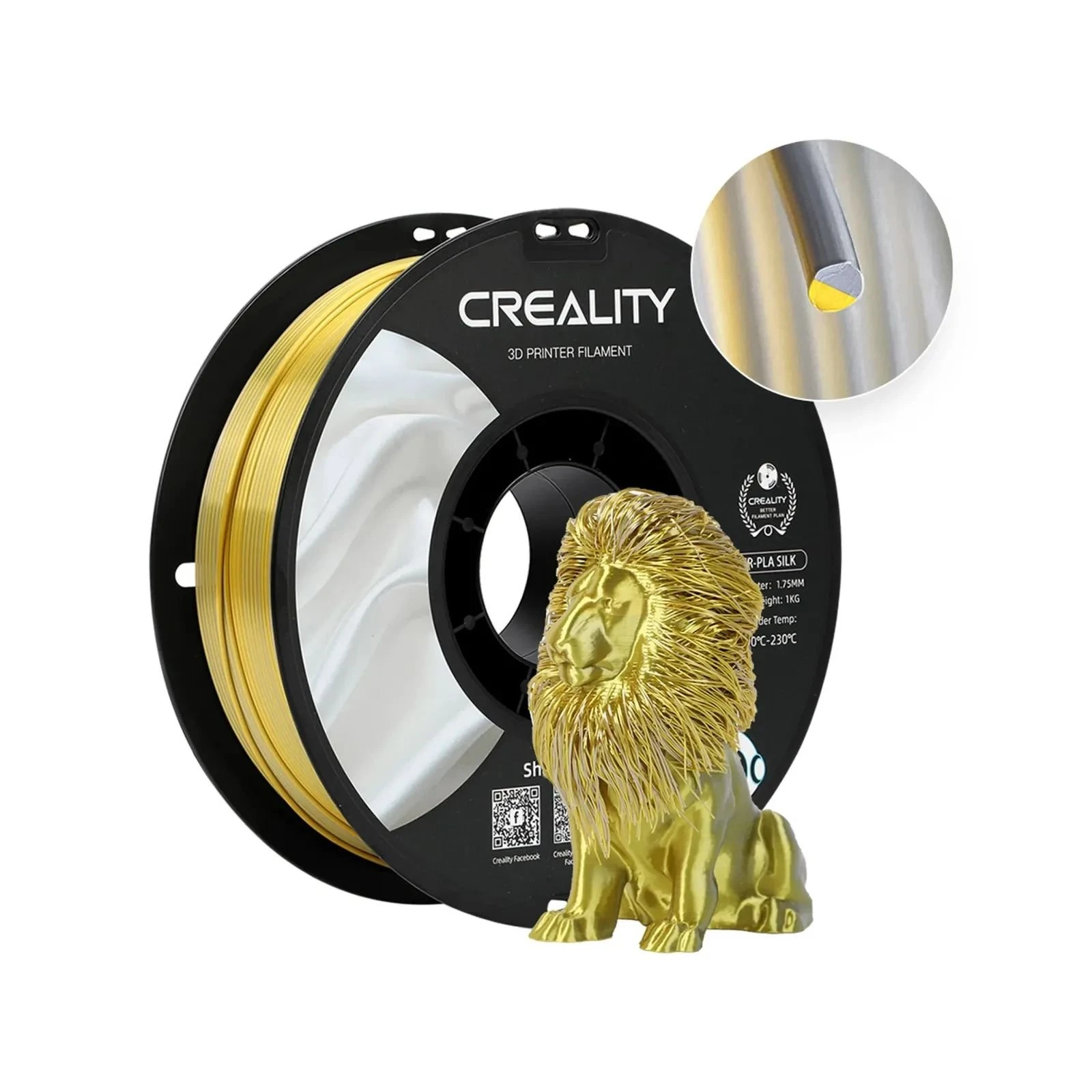 Пластик для 3D-принтера Creality PLA silky shine 1кг, 1.75мм, silver-gold (3301120012) (UA)