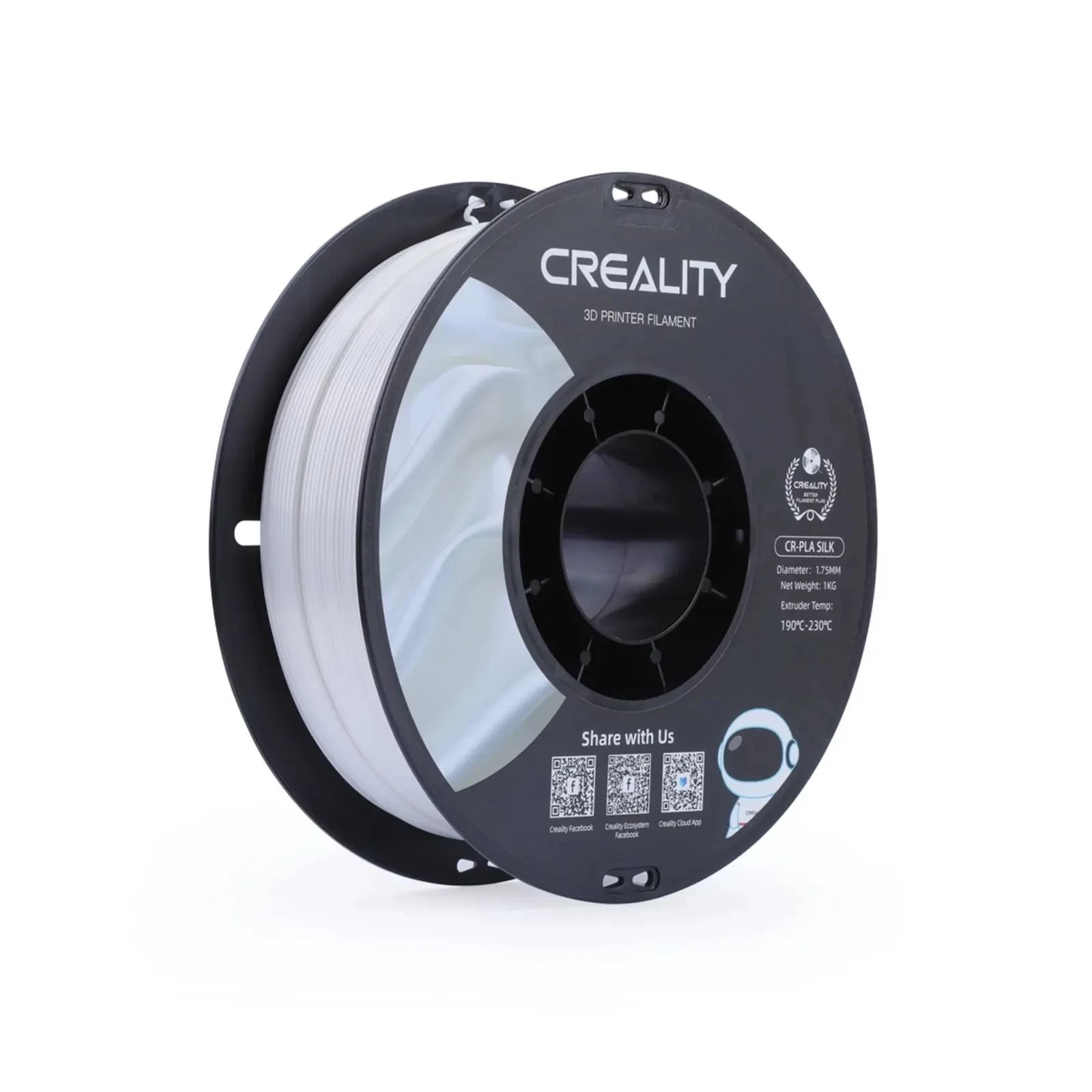 Пластик для 3D-принтера Creality PLA silky shine 1кг, 1.75мм, білий (3301120004) (UA)