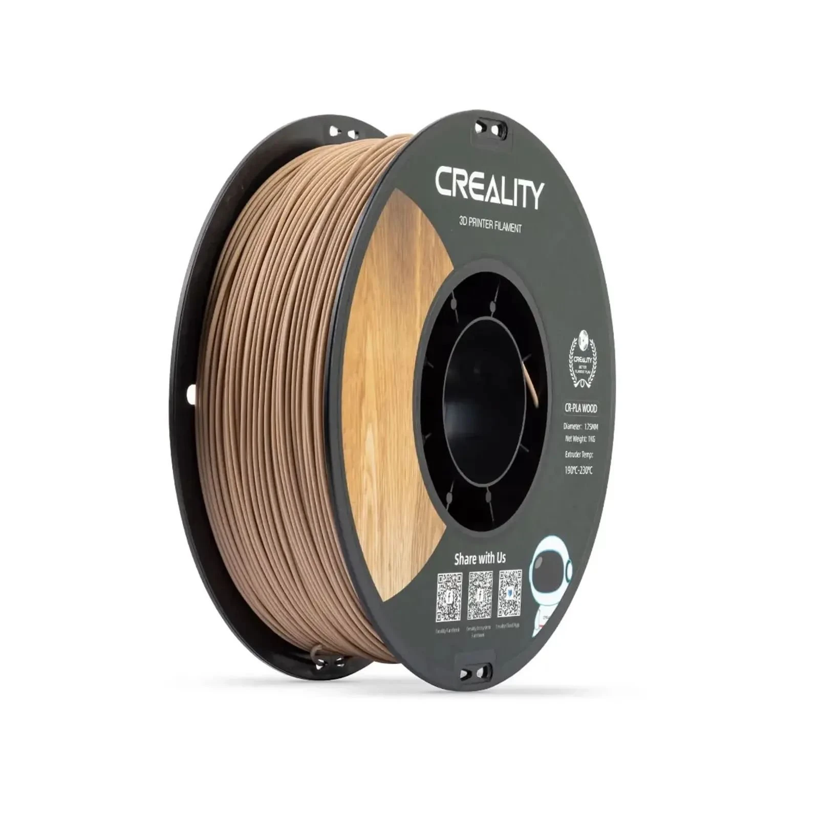 Пластик для 3D-принтера Creality PLA wood 1кг, 1.75мм, світло-коричневий (3301130001) (UA)