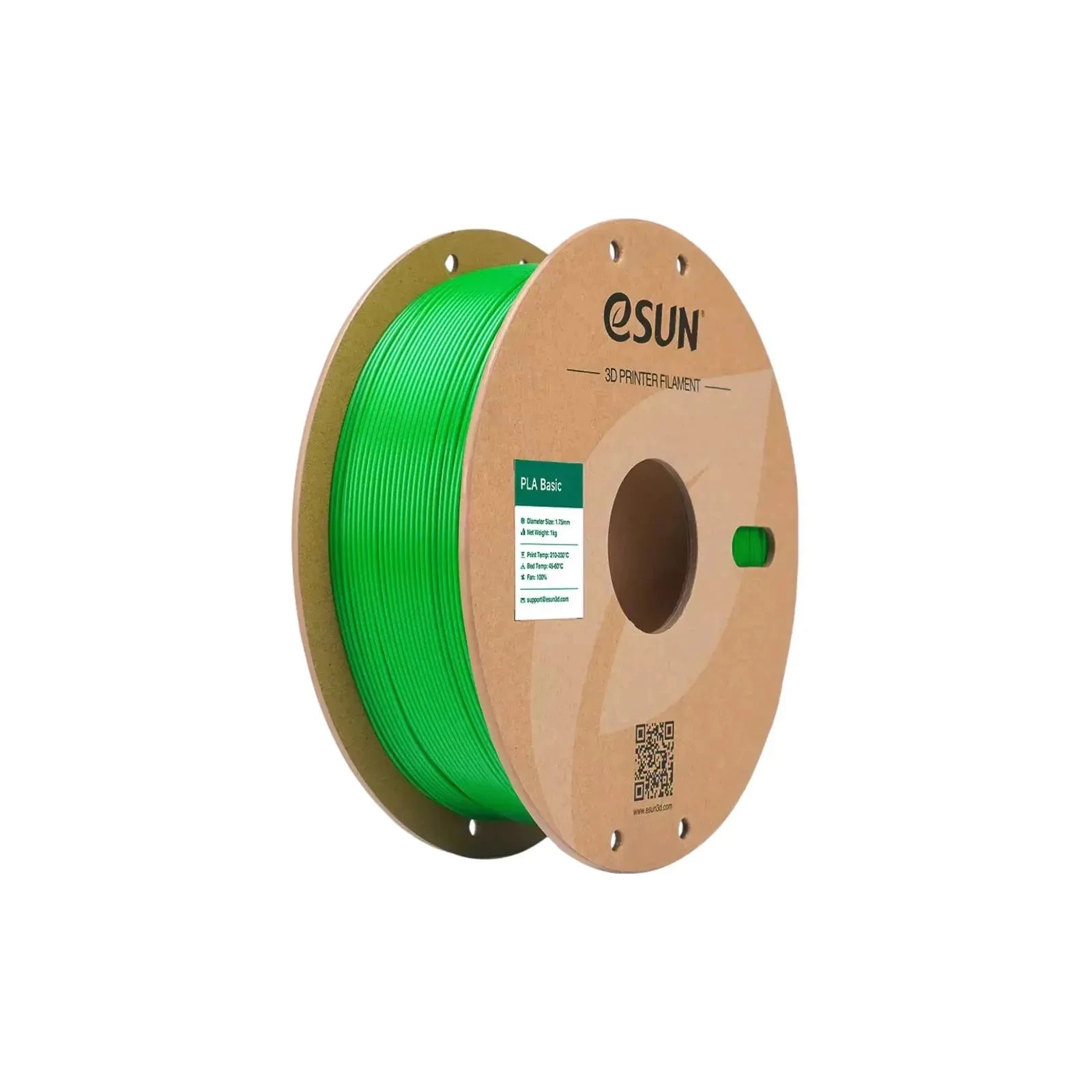 Пластик для 3D-принтера eSUN PLA BASIC 1,75mm 1kg GREEN (PLA-BASIC175G1P1) (UA)