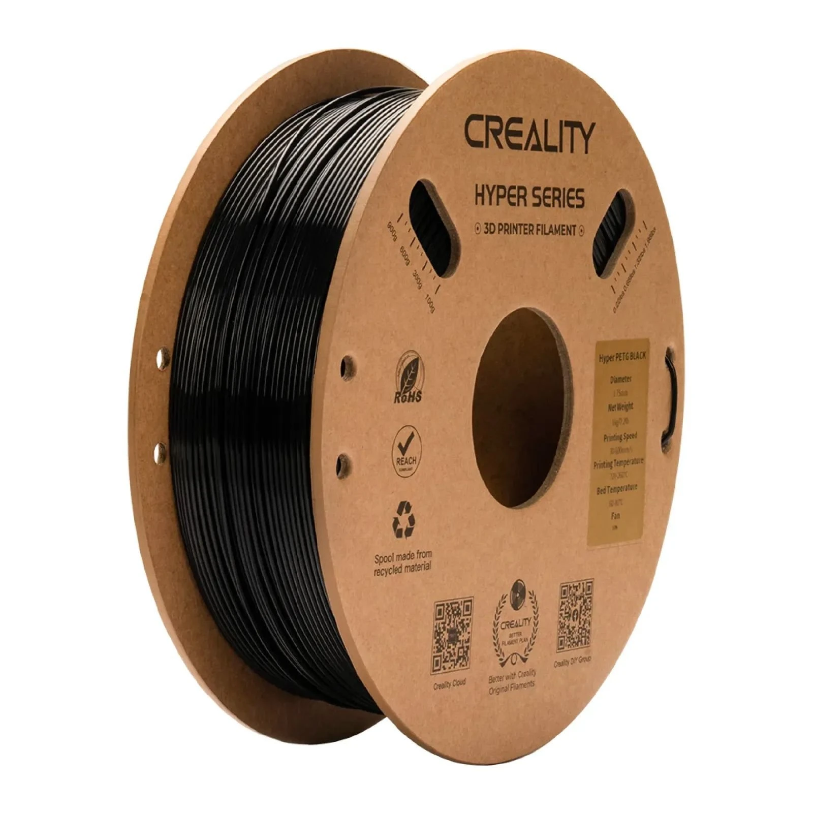 Пластик для 3D-принтера Creality Hyper PETG 1.75мм, black, 1кг (3301030043) (UA)