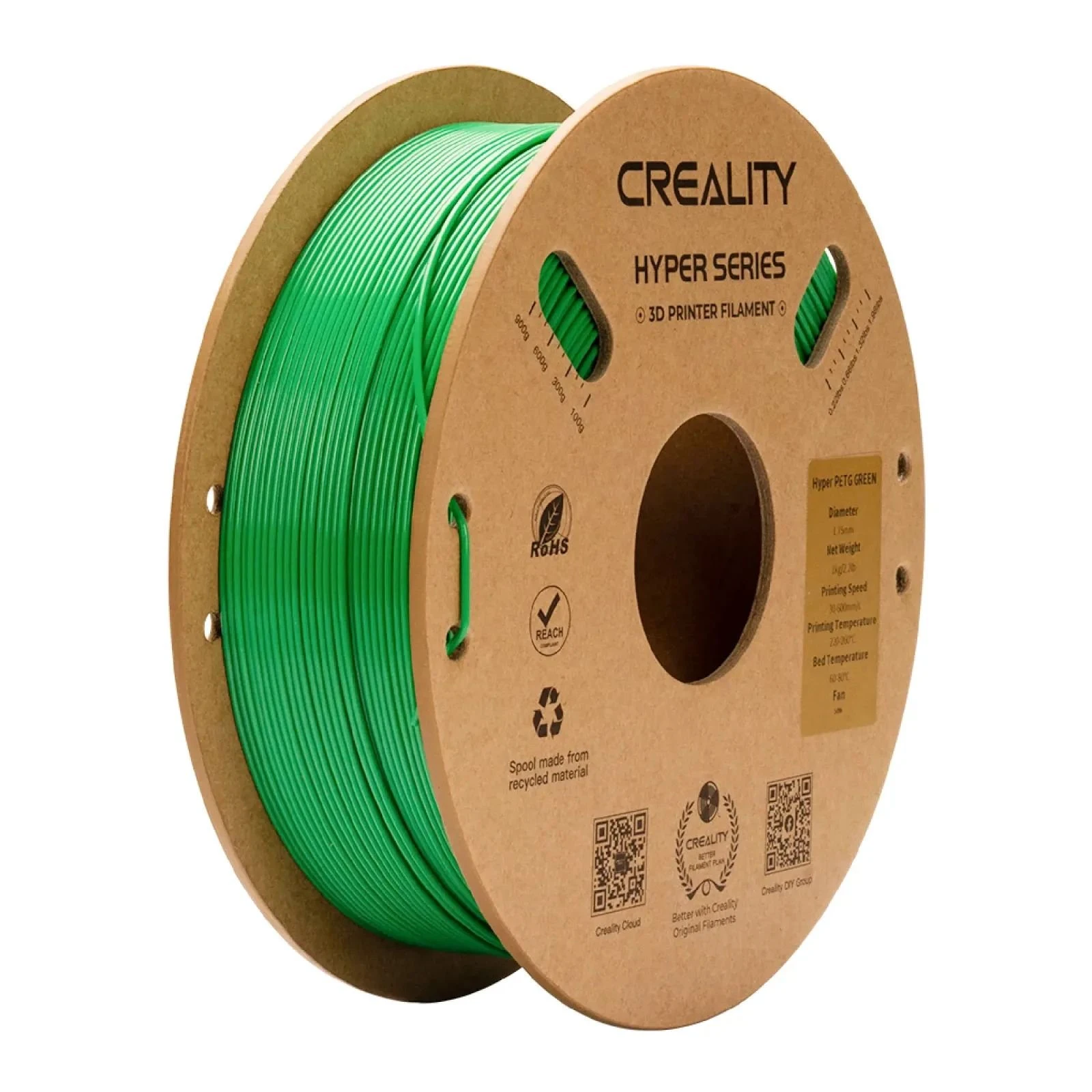 Пластик для 3D-принтера Creality Hyper PETG 1.75мм, green, 1кг (3301030069) (UA)