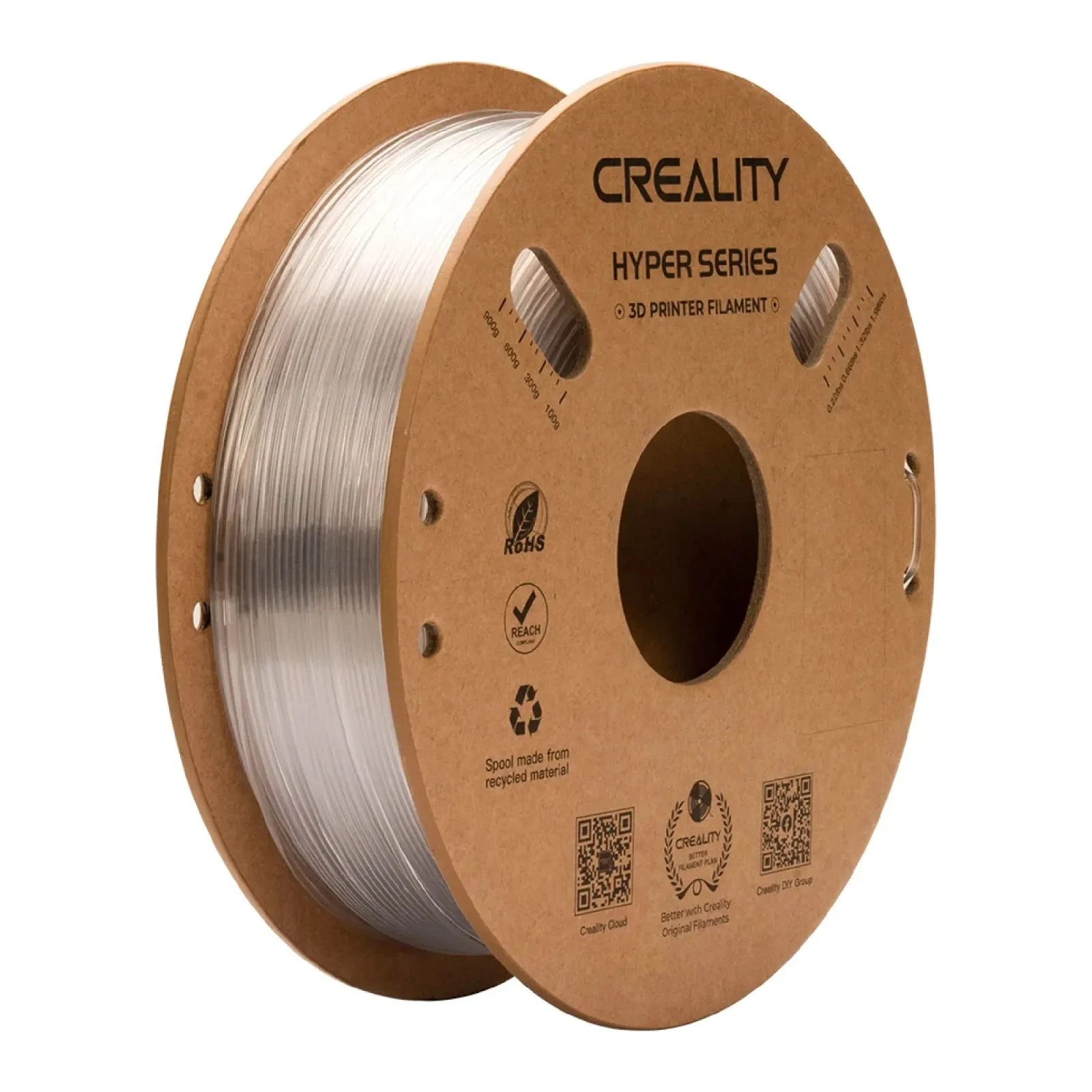 Пластик для 3D-принтера Creality Hyper PETG 1.75мм, transparent, 1кг (3301030042) (UA)