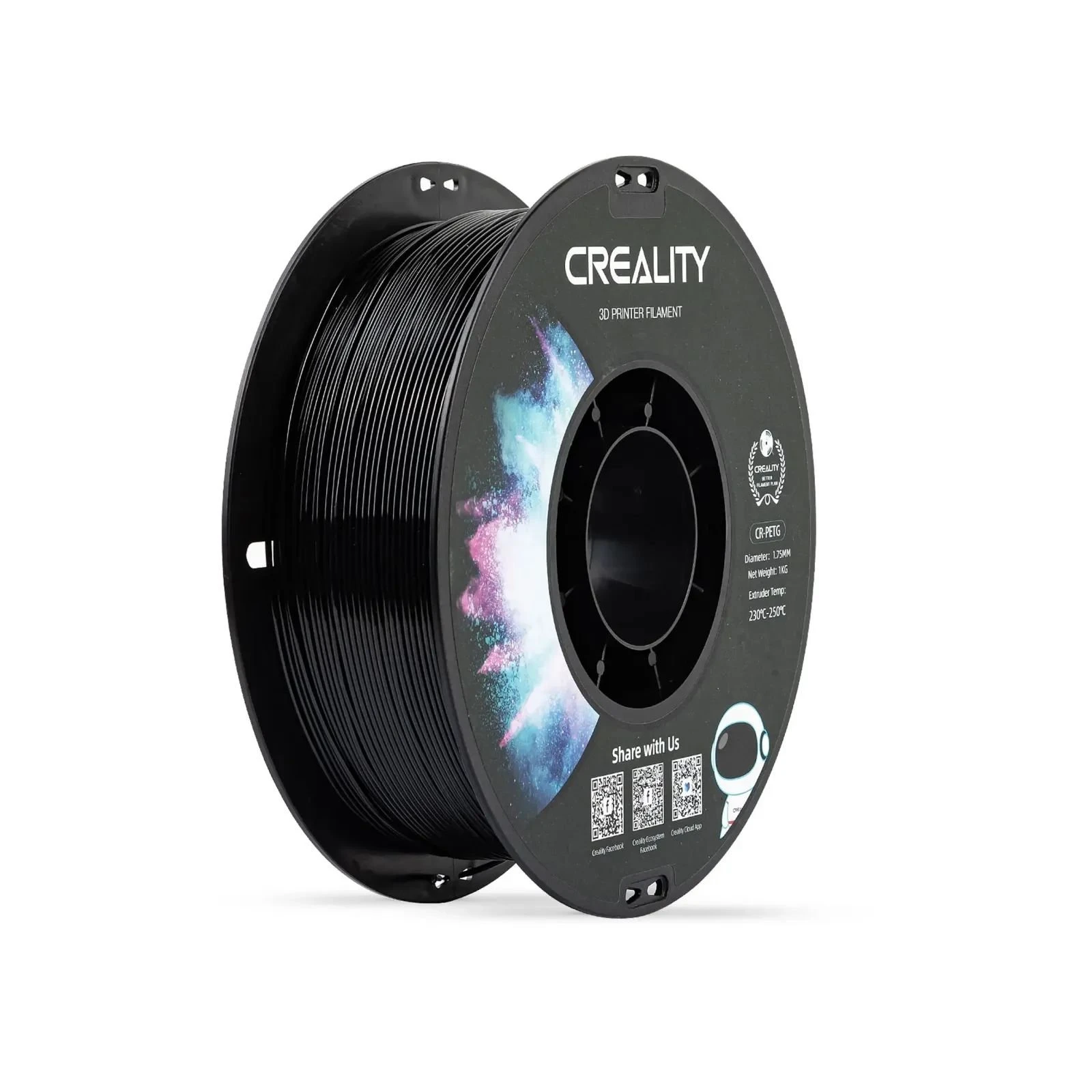 Пластик для 3D-принтера Creality PETG 1.75мм, black, 1кг (3301030035) (UA)