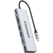 USB-хаб Essager 8 in 1 USB-C Hub with 10Gbps M.2 NVMe SSD Enclosure (EHB08-QK0G-Z) (UA)