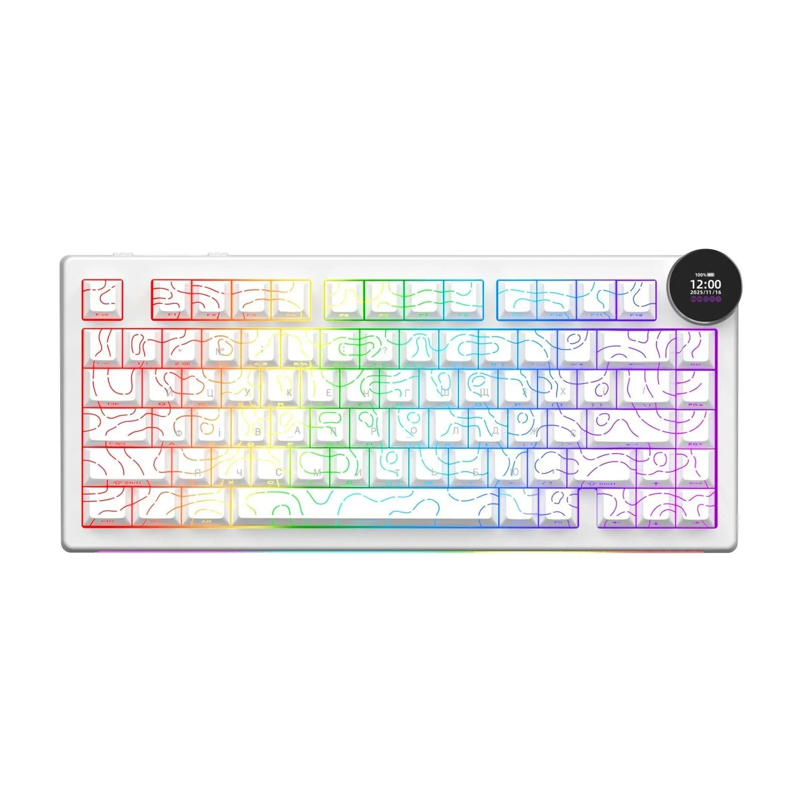 Клавиатура Ajazz AK820 V2 White Peach Switch Wireless/Bluetooth/USB UA White (AK820-V2-WP-S-W) (UA)