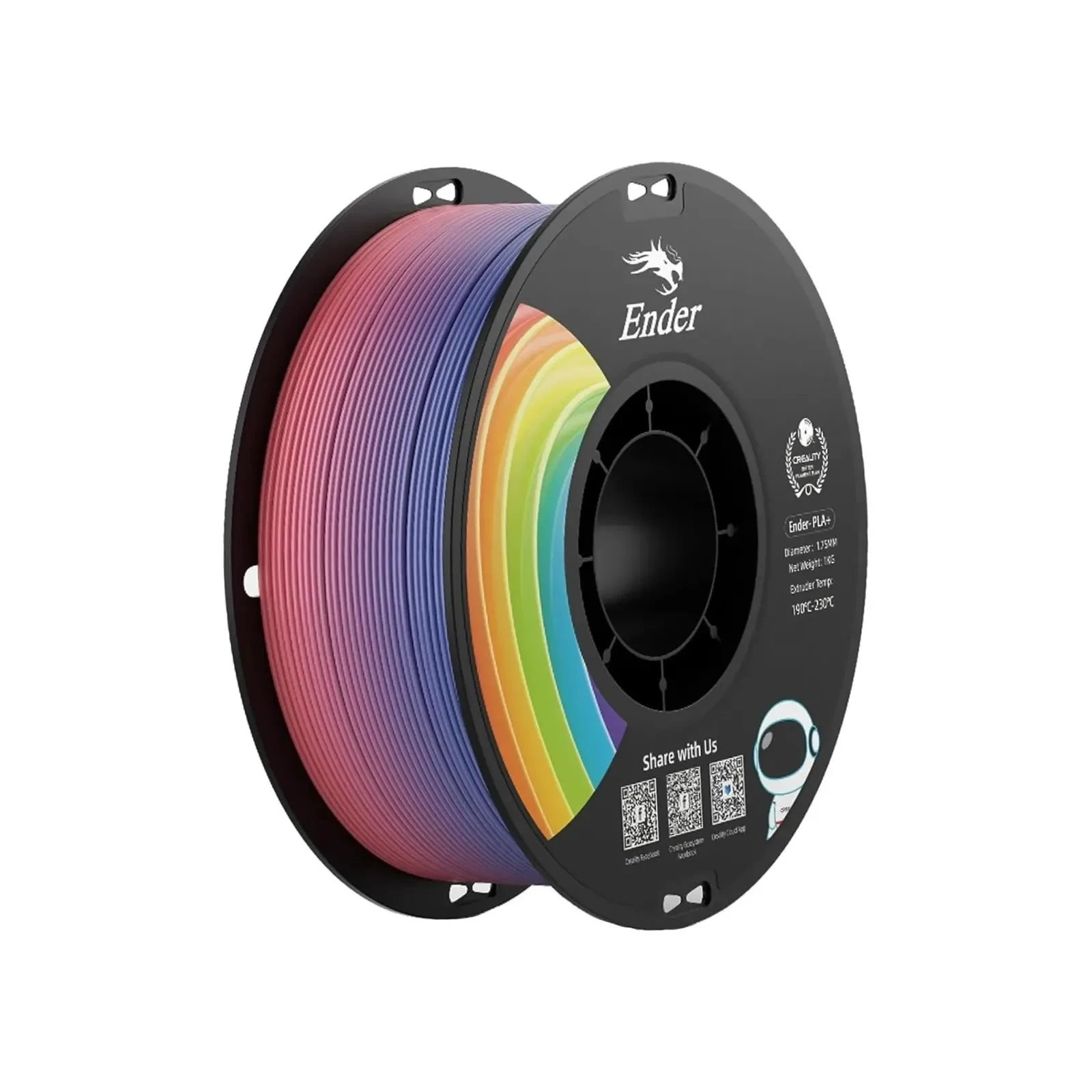Пластик для 3D-принтера Creality PLA+ 1кг, 1.75мм, rainbow (3301010314) (UA)