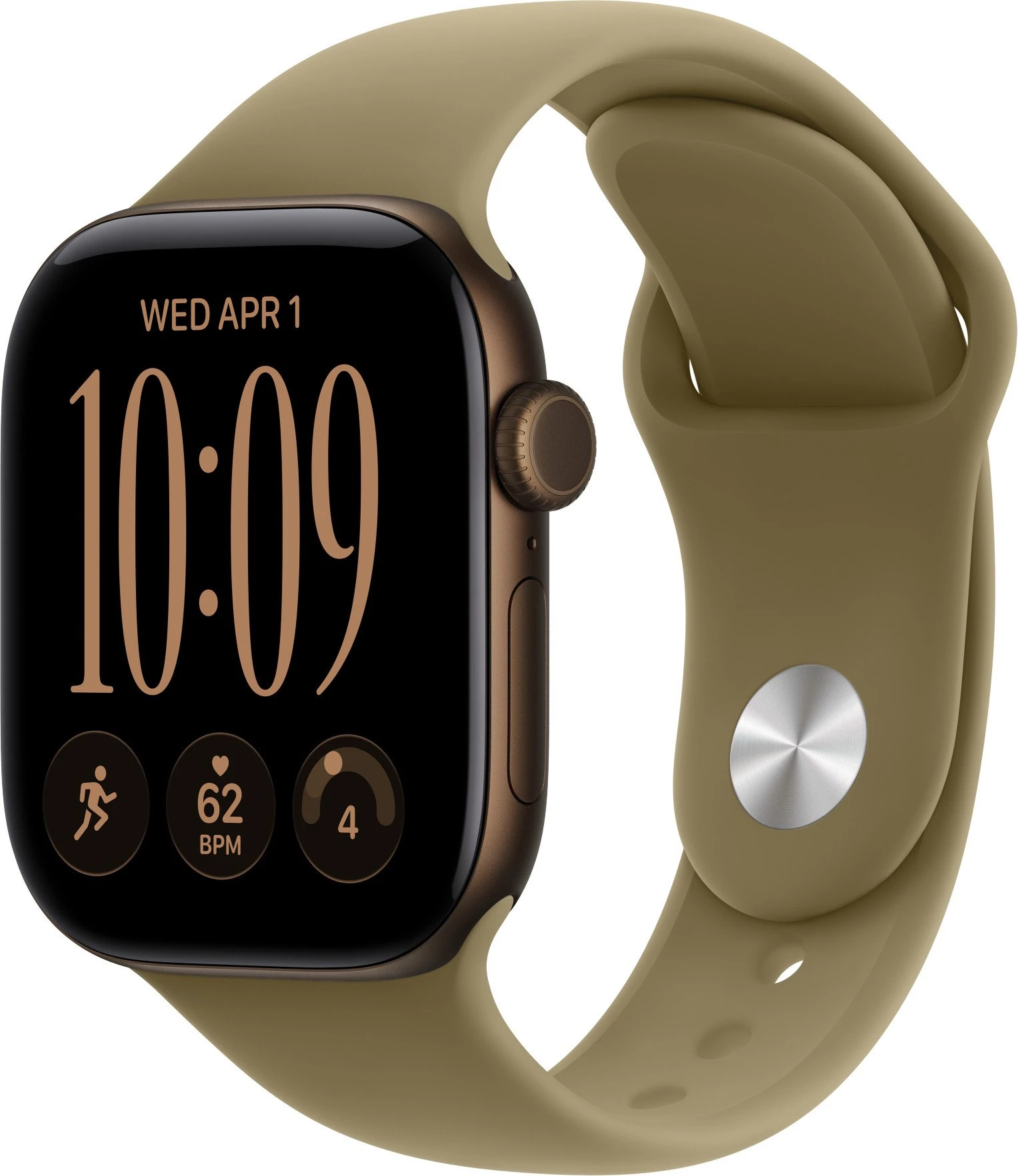 Годинники Apple Watch Series 12 GPS 42mm Dark Bronze Aluminum Case with Olive Sport Band M/L (MJEG4)