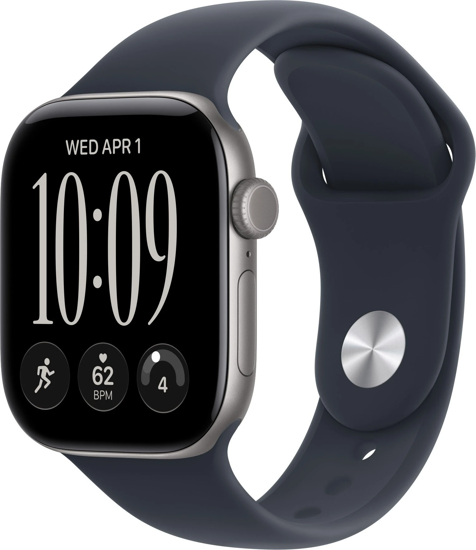 Годинники Apple Watch Series 12 GPS 42mm Space Gray Aluminum Case with Navy Blue Sport Band M/L (MJE94)