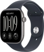 Apple Watch Series 12 GPS 46mm Space Gray Aluminum Case with Navy Blue Sport Band M/L (MJEJ4)
