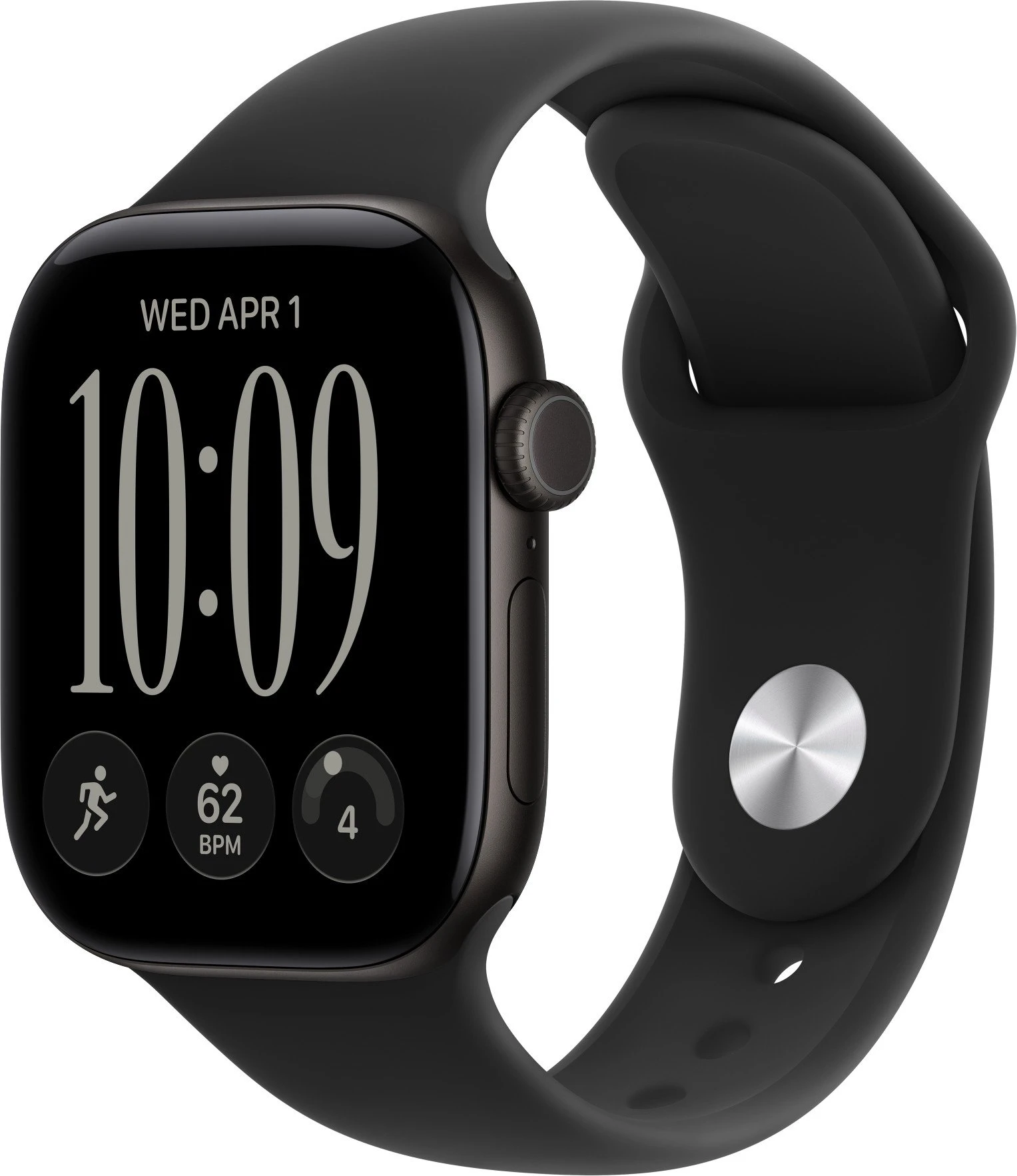 Годинники Apple Watch Series 12 GPS + Cellular 42mm Black Aluminum Case with Black Sport Band S/M (MJG04)