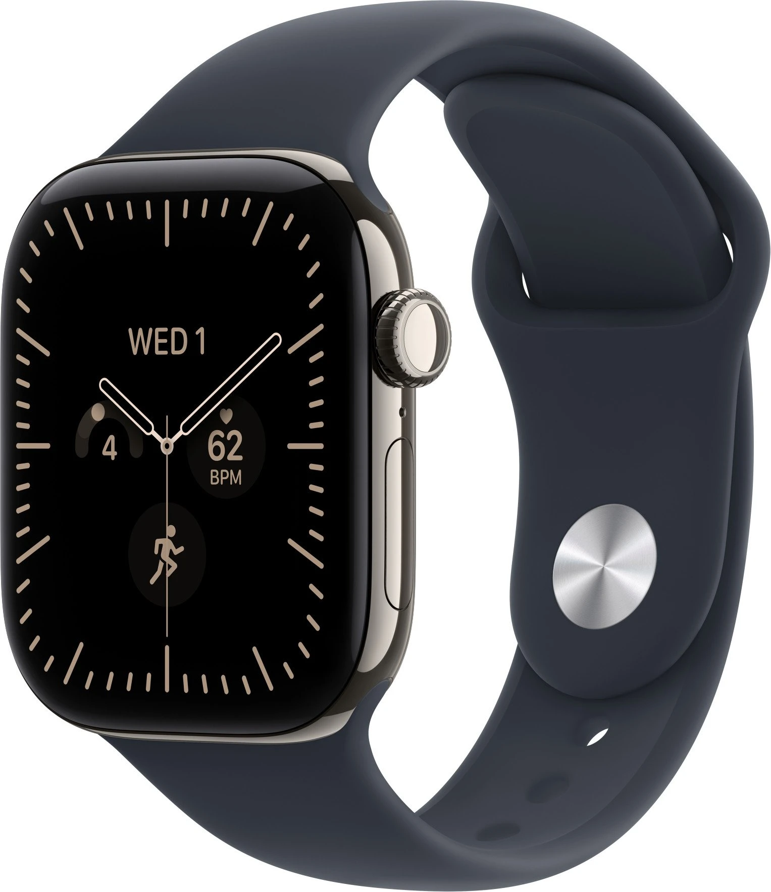 Годинники Apple Watch Series 12 GPS + Cellular 42mm Natural Titanium Case with Navy Blue Sport Band M/L (MJGG4)